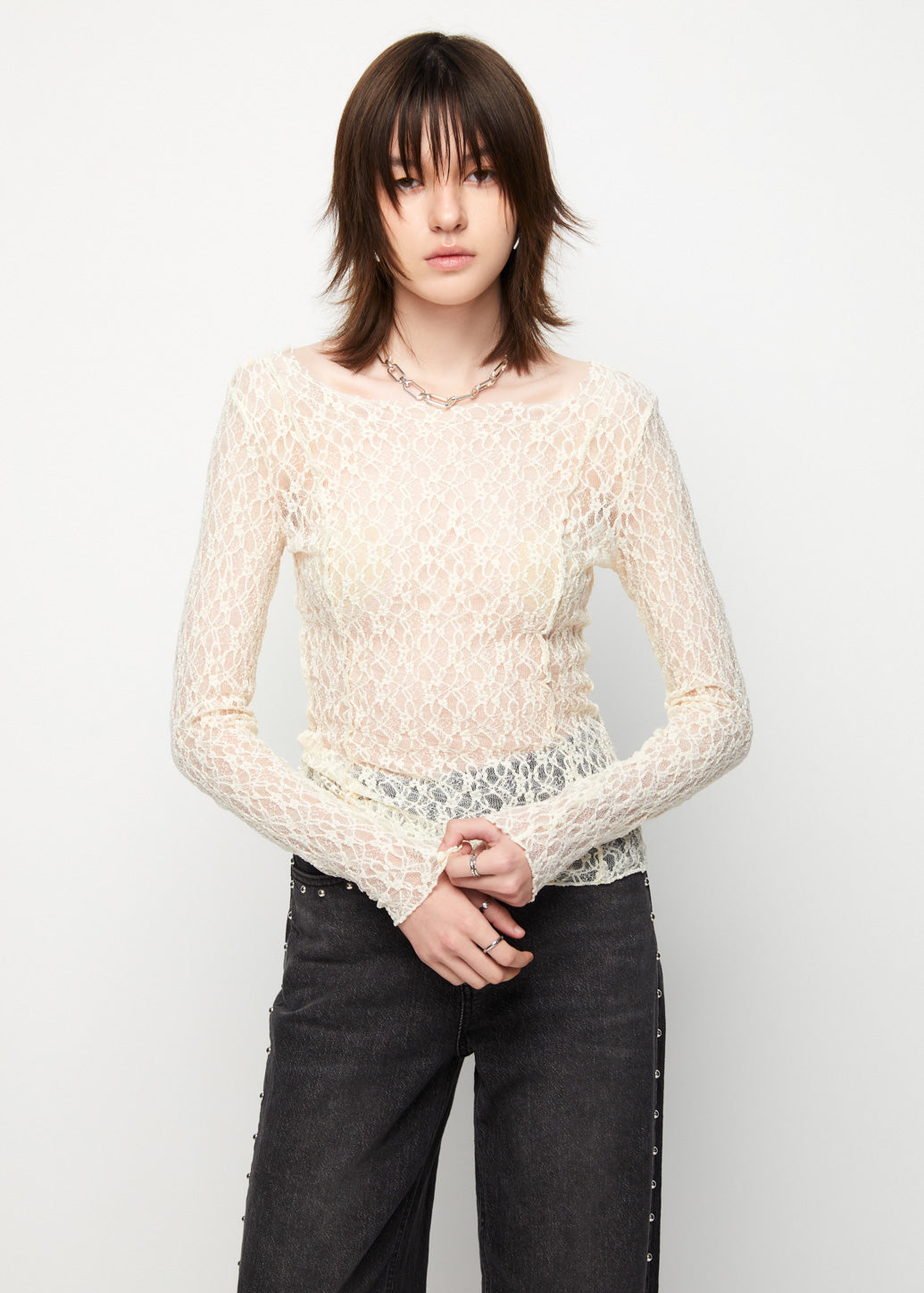 PIXXIE LONG SLEEVE PINTUCK TOP