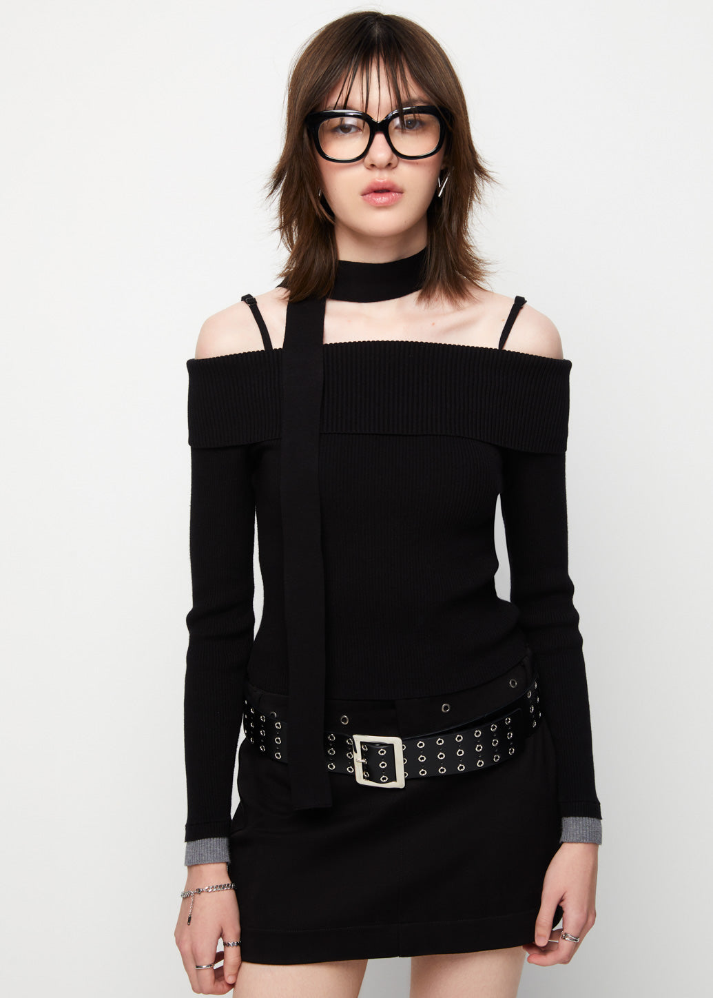 PIXXIE DOUBLE LAYERS OFF SHOULDER TOP