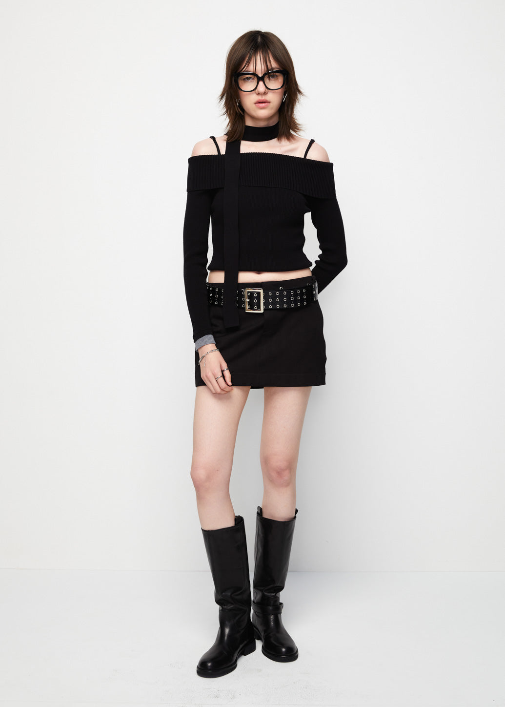 PIXXIE DOUBLE LAYERS OFF SHOULDER TOP