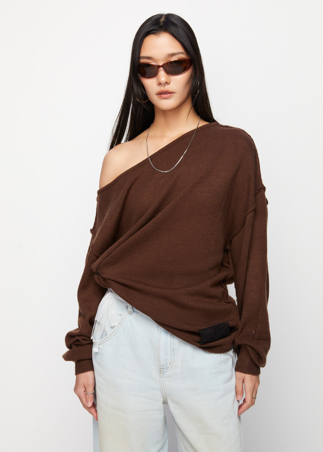 PIXXIE OVERSIZED OFF SHOULDER SWEATER