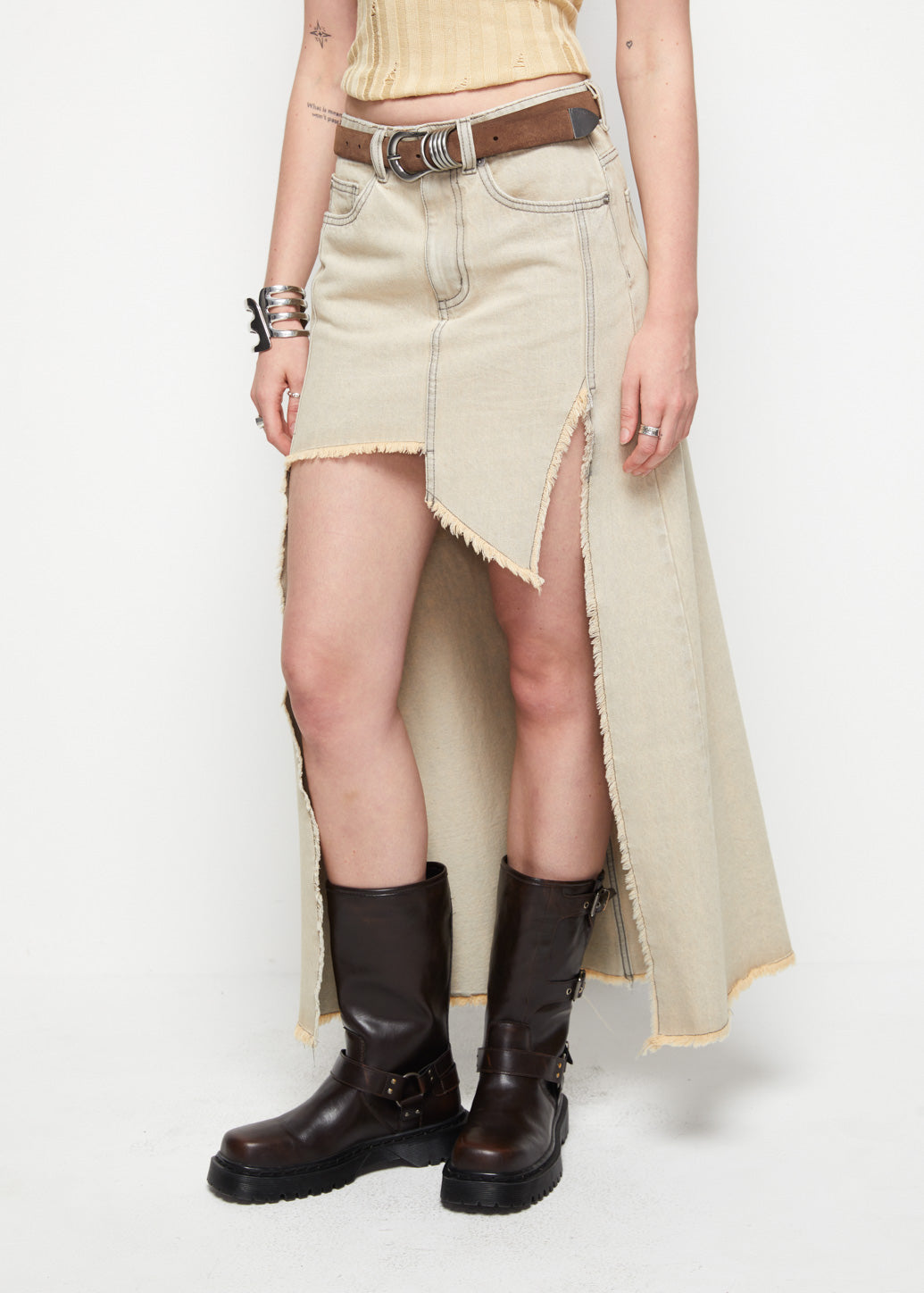 ABSTRACT MAXI JEANS SKIRT - CPS Chaps Official Store