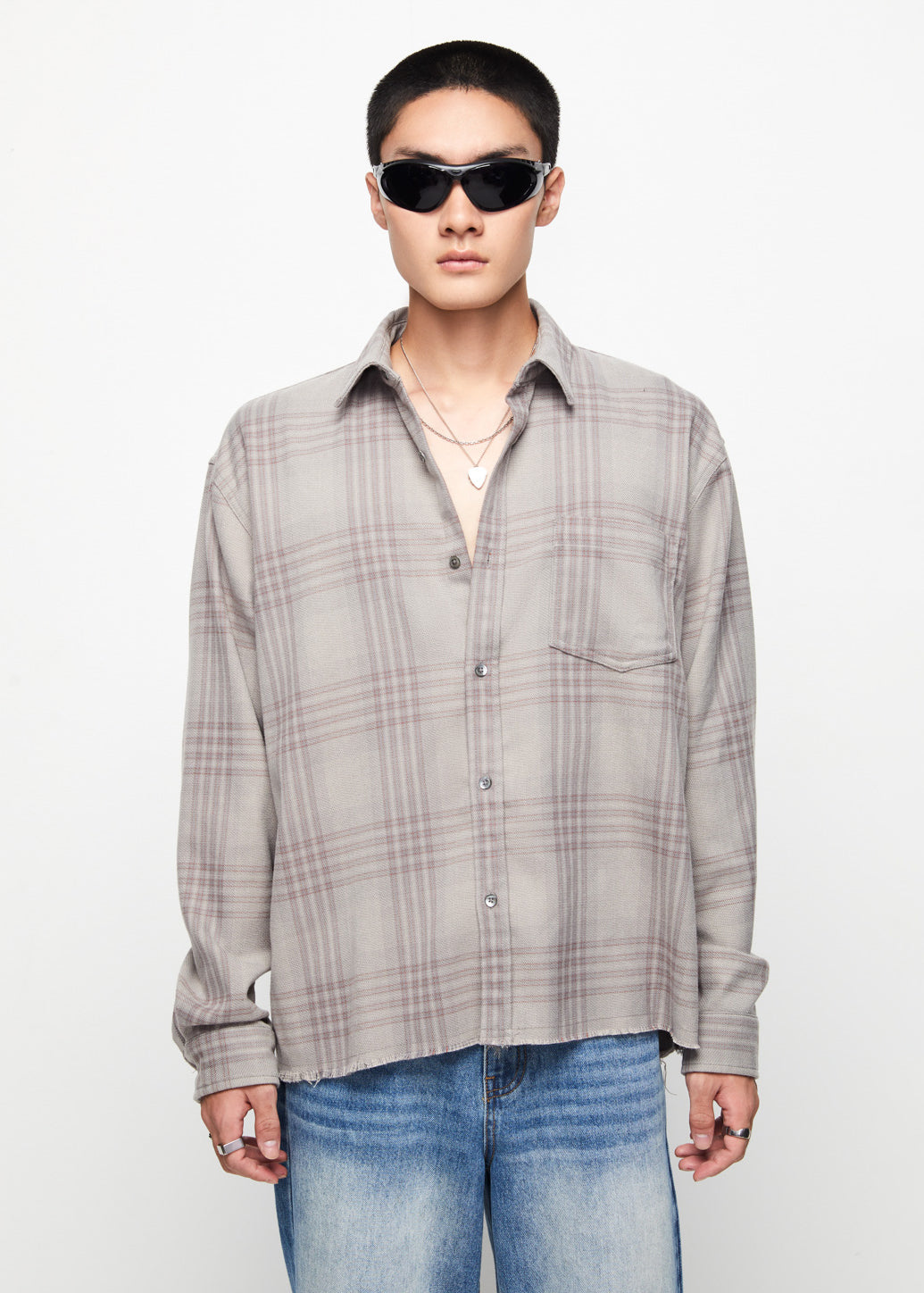 CHECKERED RAW EDGE SHIRT