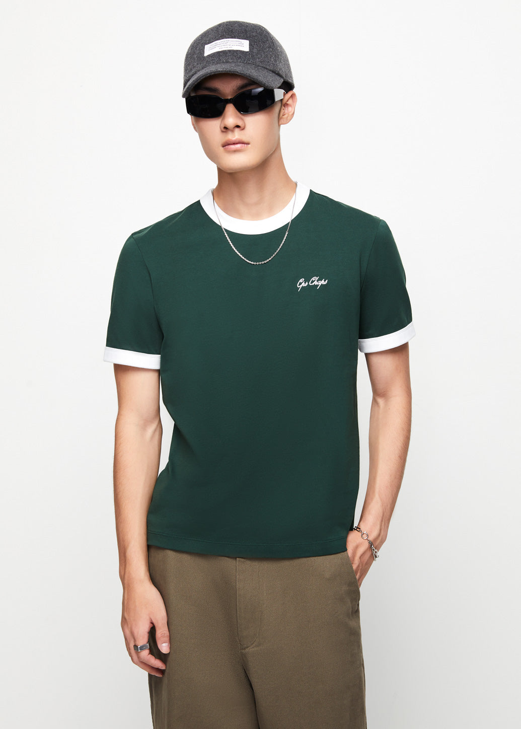 EMBROIDERED LOGO RINGER TEE