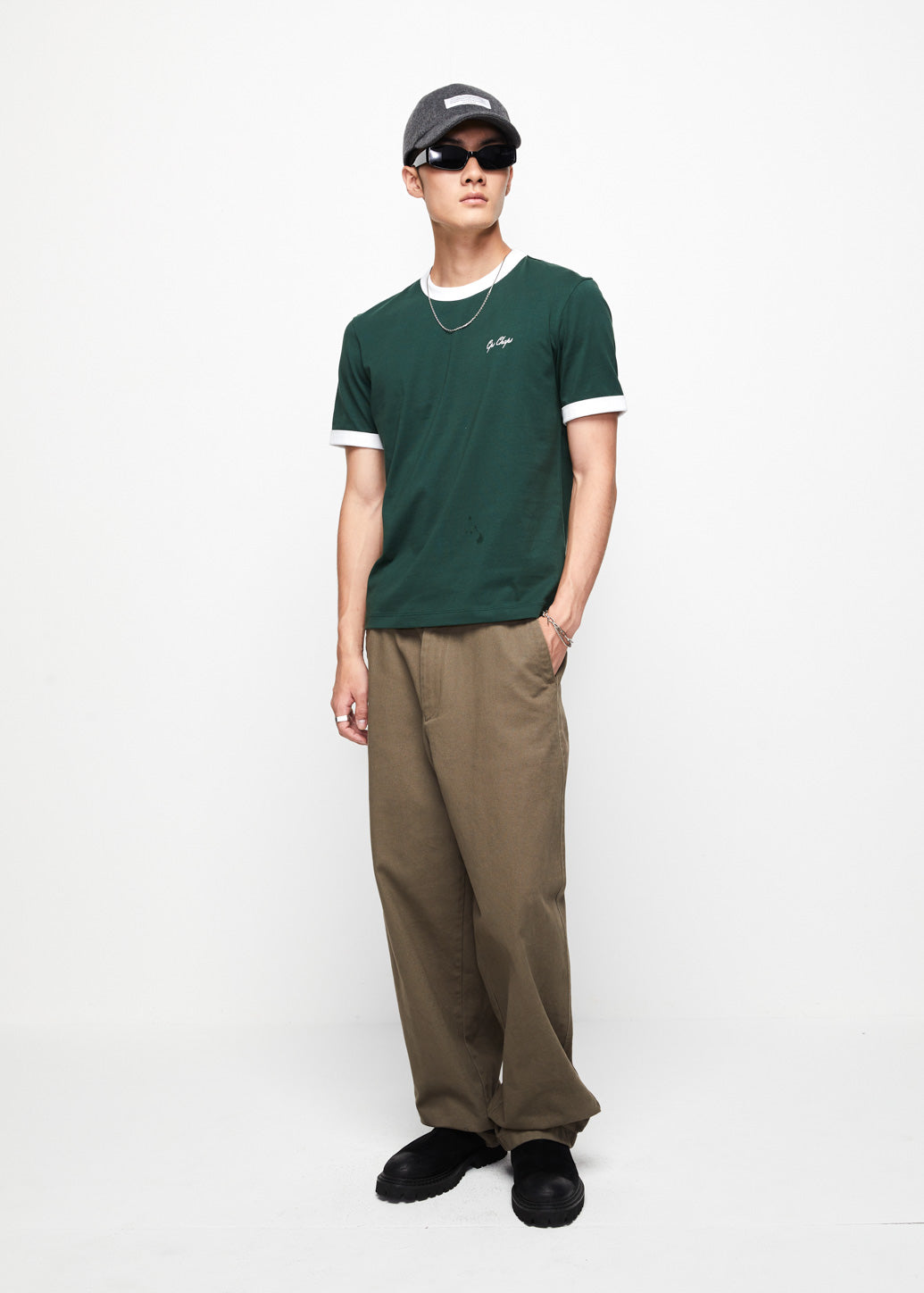 EMBROIDERED LOGO RINGER TEE