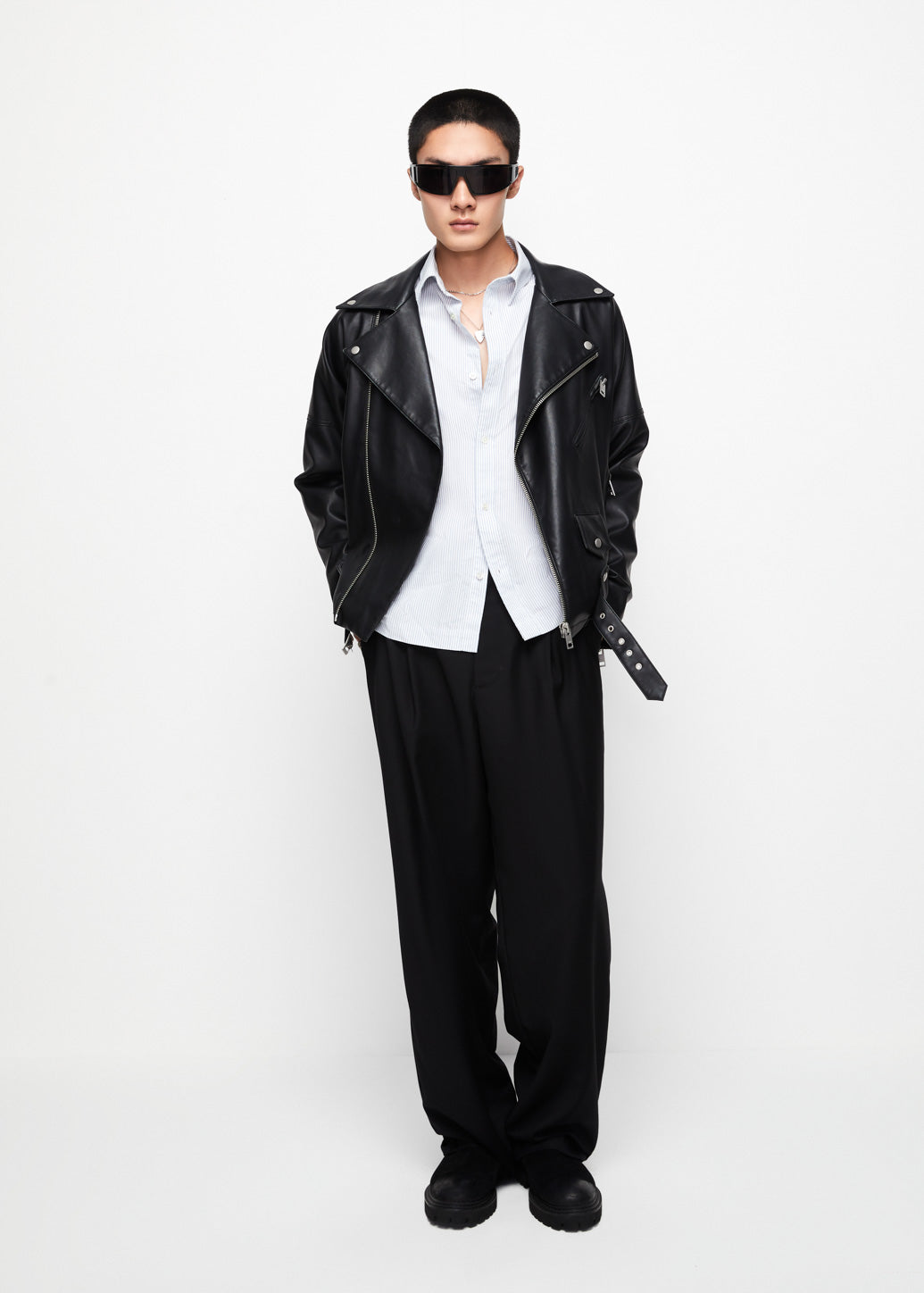 WIDE LEG TWILL TROUSER