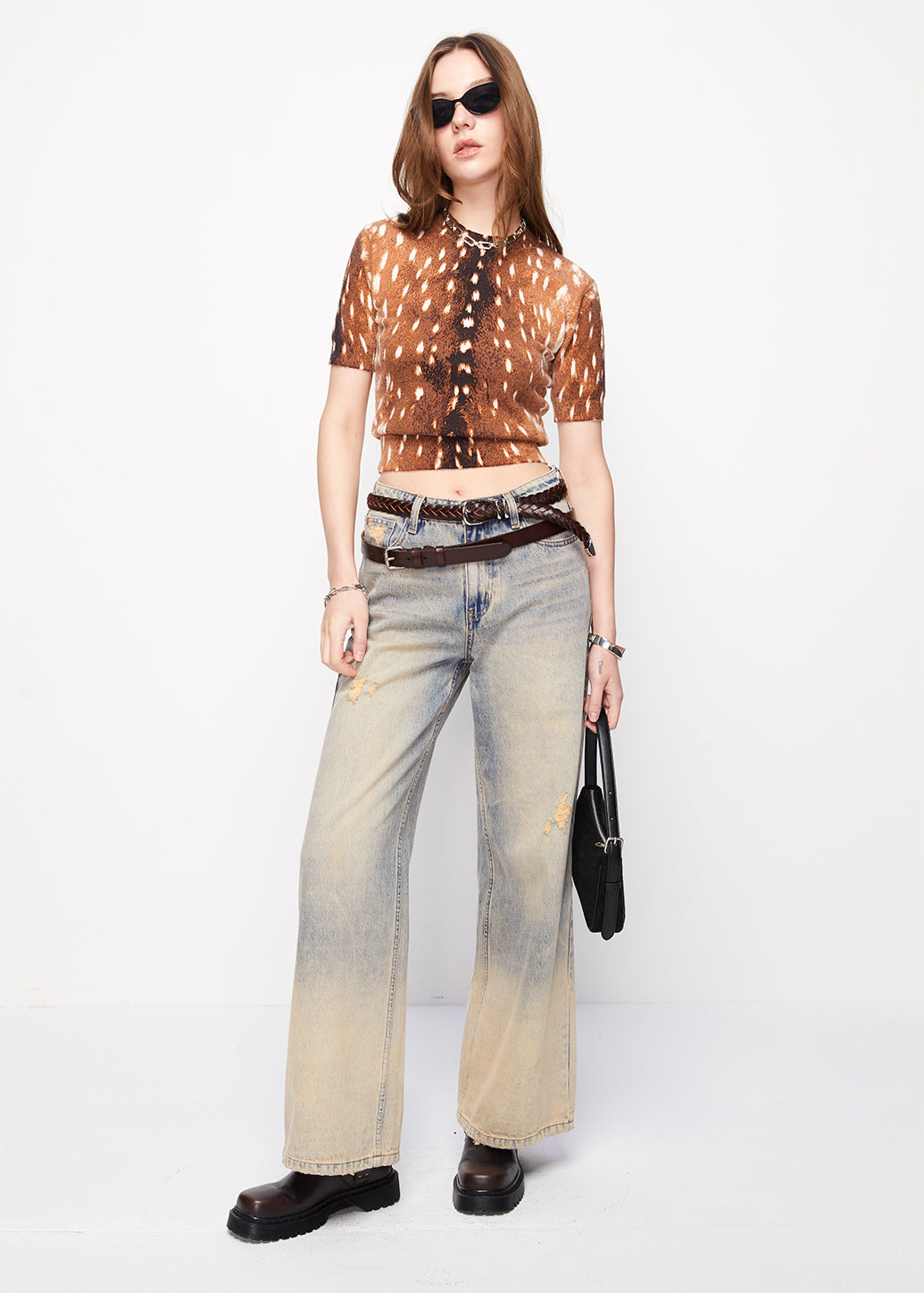 DEER ANIMAL PRINTED SWEATER