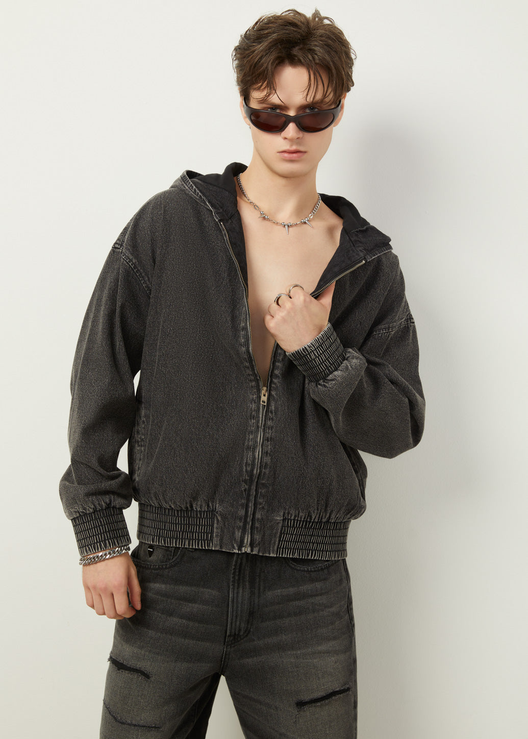 WASHED DENIM HOODIE