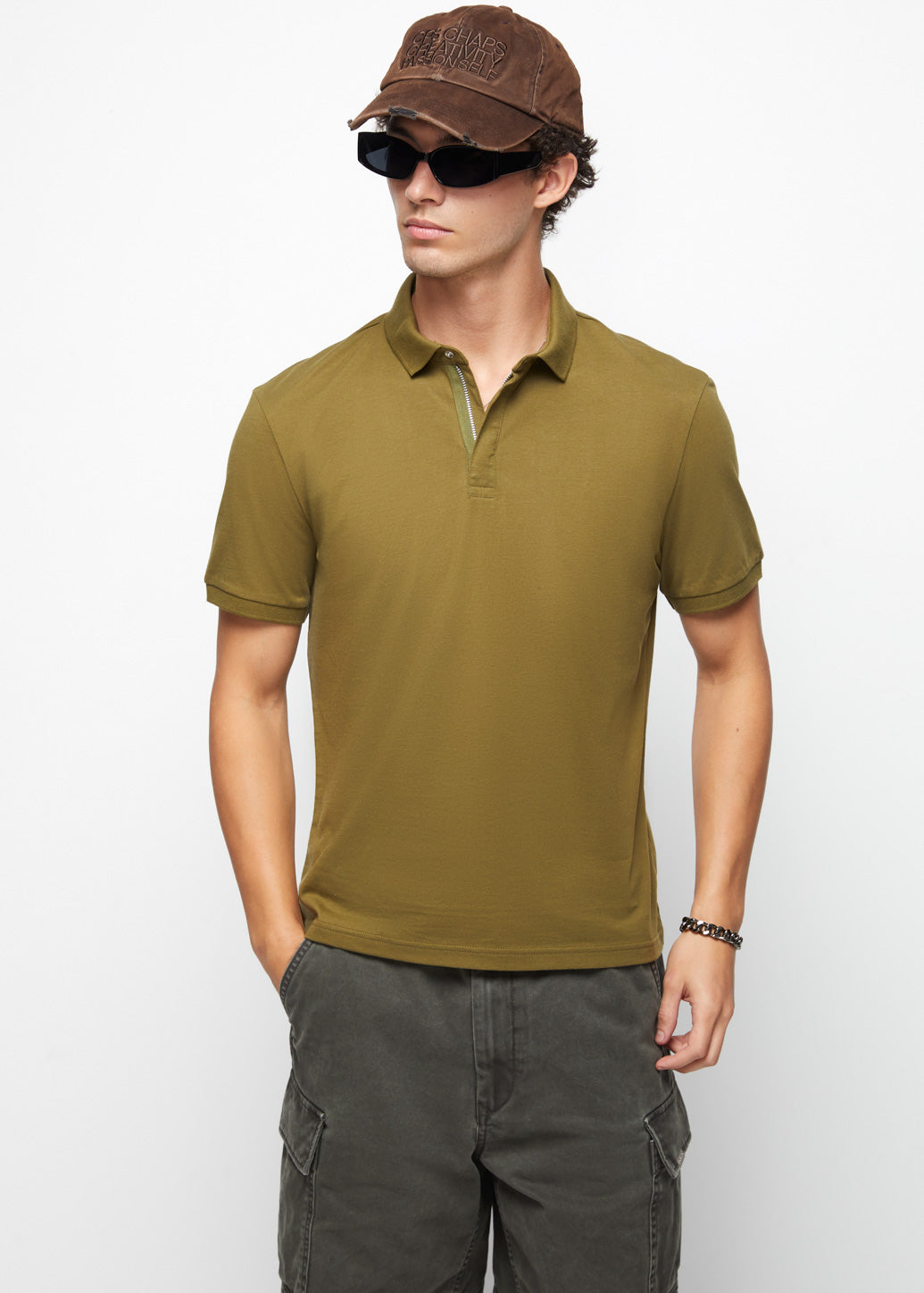 STAND COLLAR JERSEY POLO - CPS Chaps Official Store