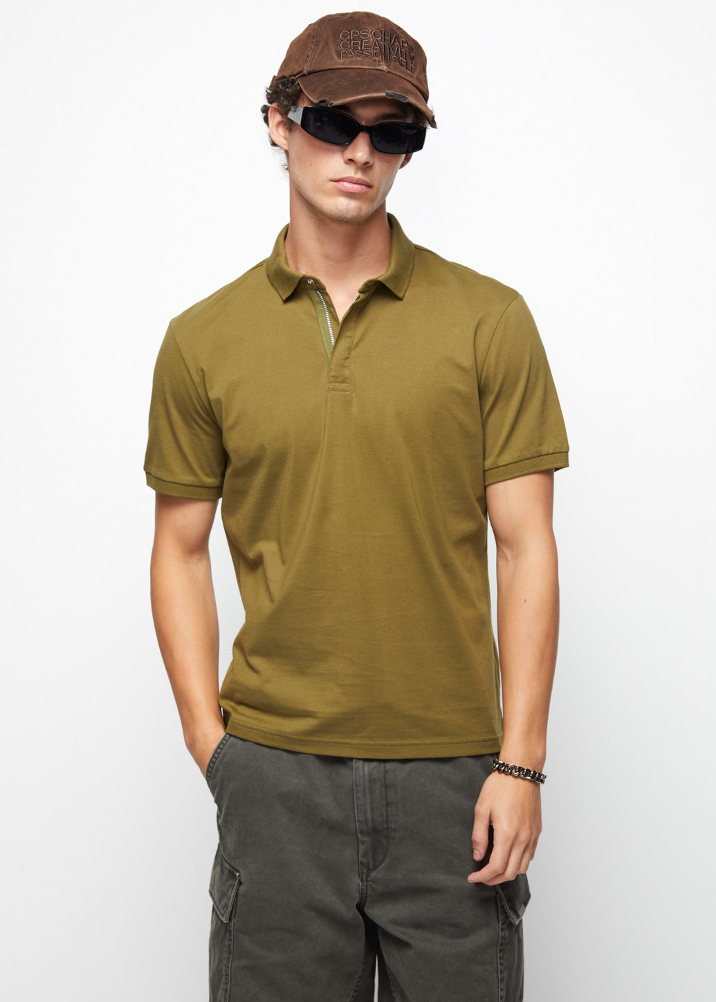 STAND COLLAR JERSEY POLO - CPS Chaps Official Store