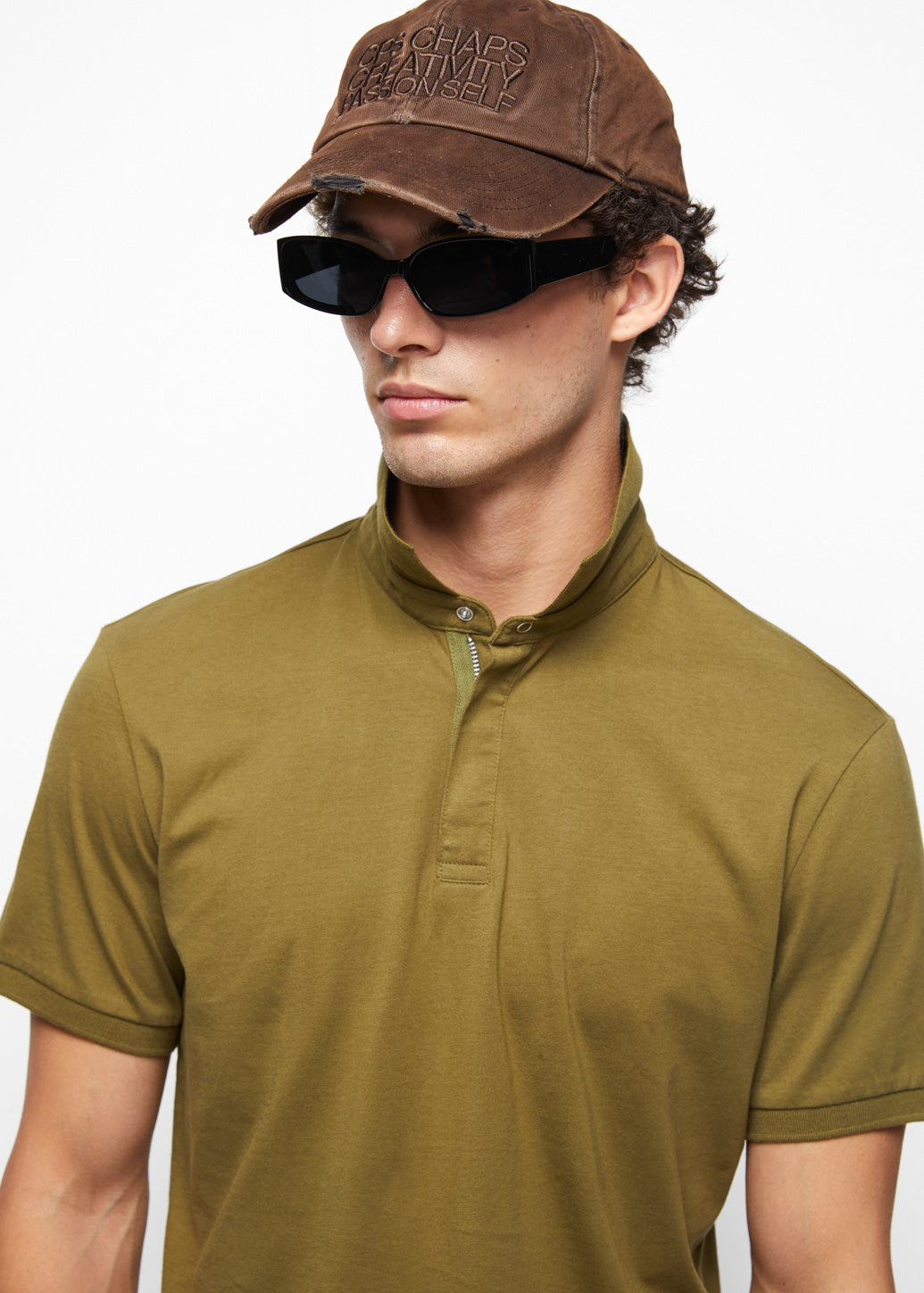 STAND COLLAR JERSEY POLO - CPS Chaps Official Store