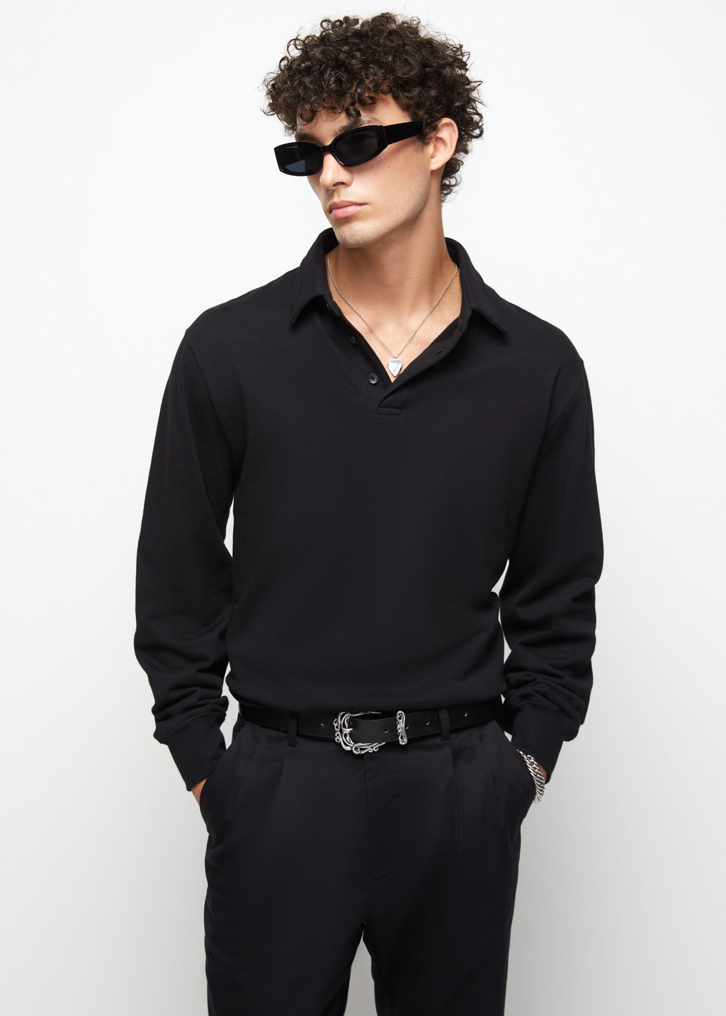 RELAXED FIT POLO SWEATSHIRT - CPS Chaps Official Store