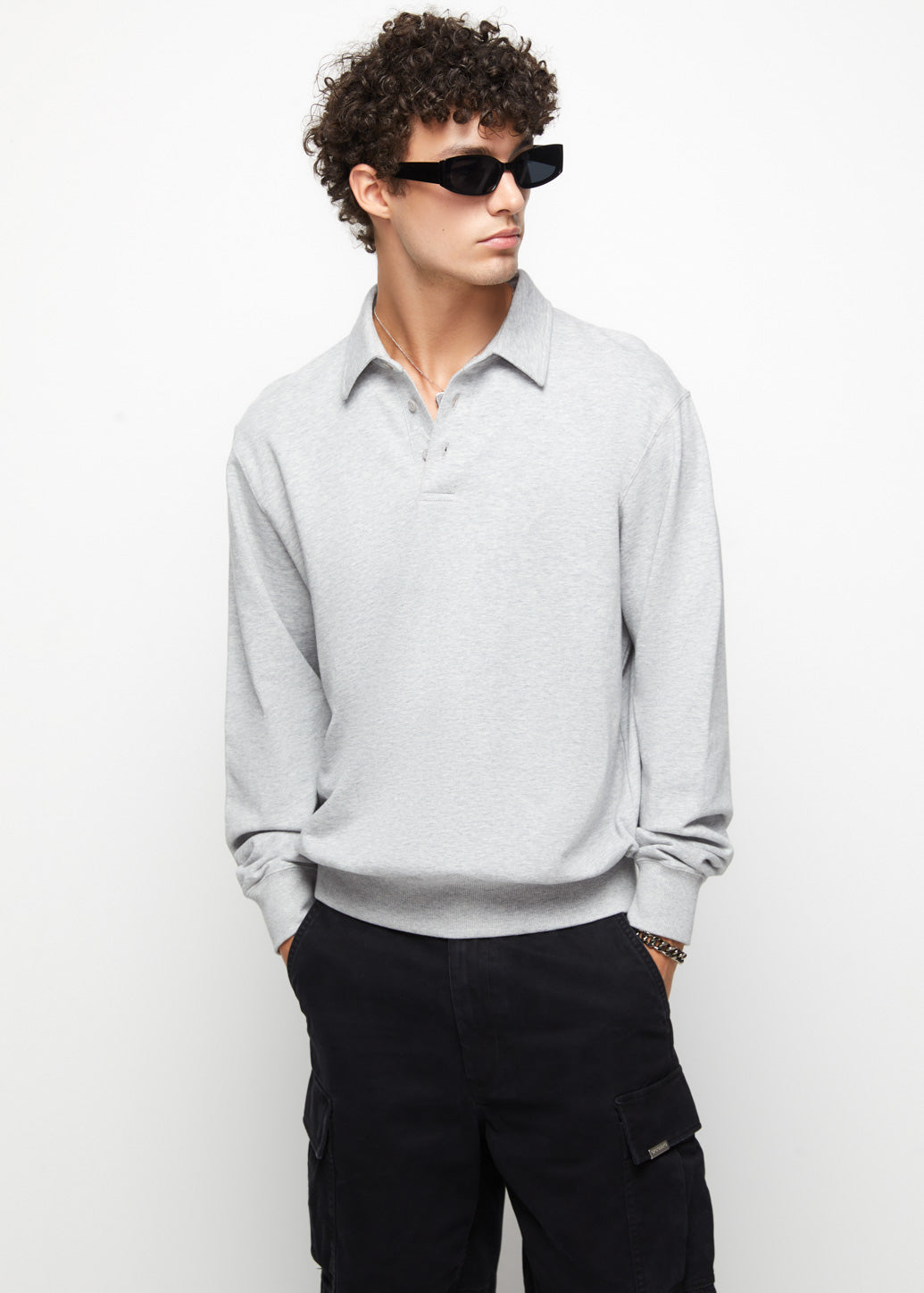 RELAXED FIT POLO SWEATSHIRT - CPS Chaps Official Store