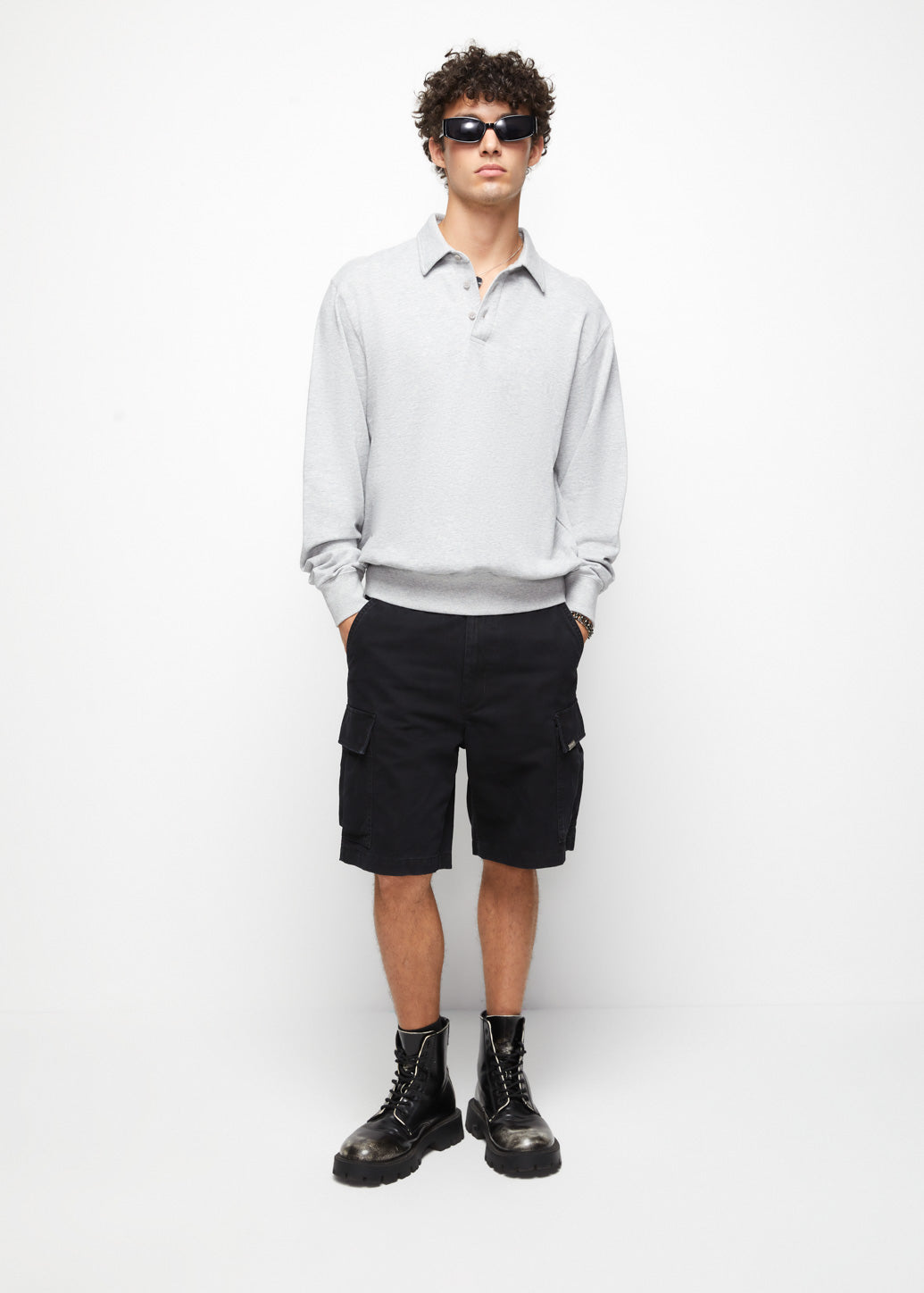 RELAXED FIT POLO SWEATSHIRT - CPS Chaps Official Store