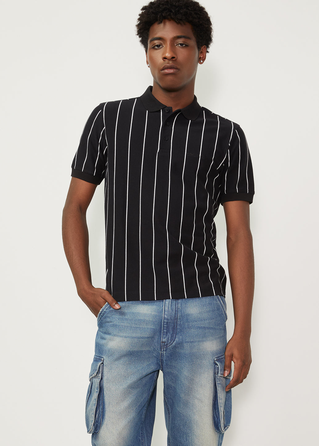 BLACK STRIPED POLO SHIRT