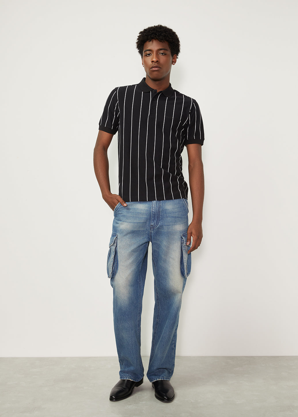 BLACK STRIPED POLO SHIRT