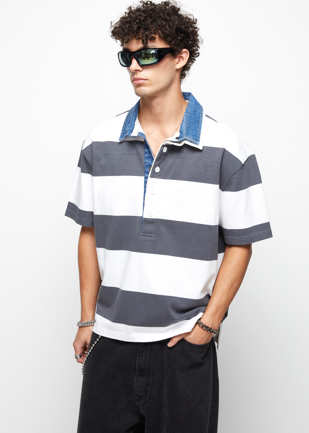LOOSE FIT STRIPED POLO SHIRT