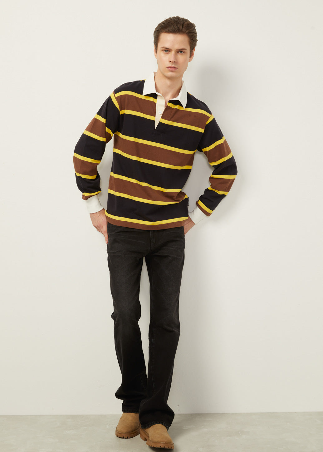 TERRY STRIPED RUGBY SHIRT