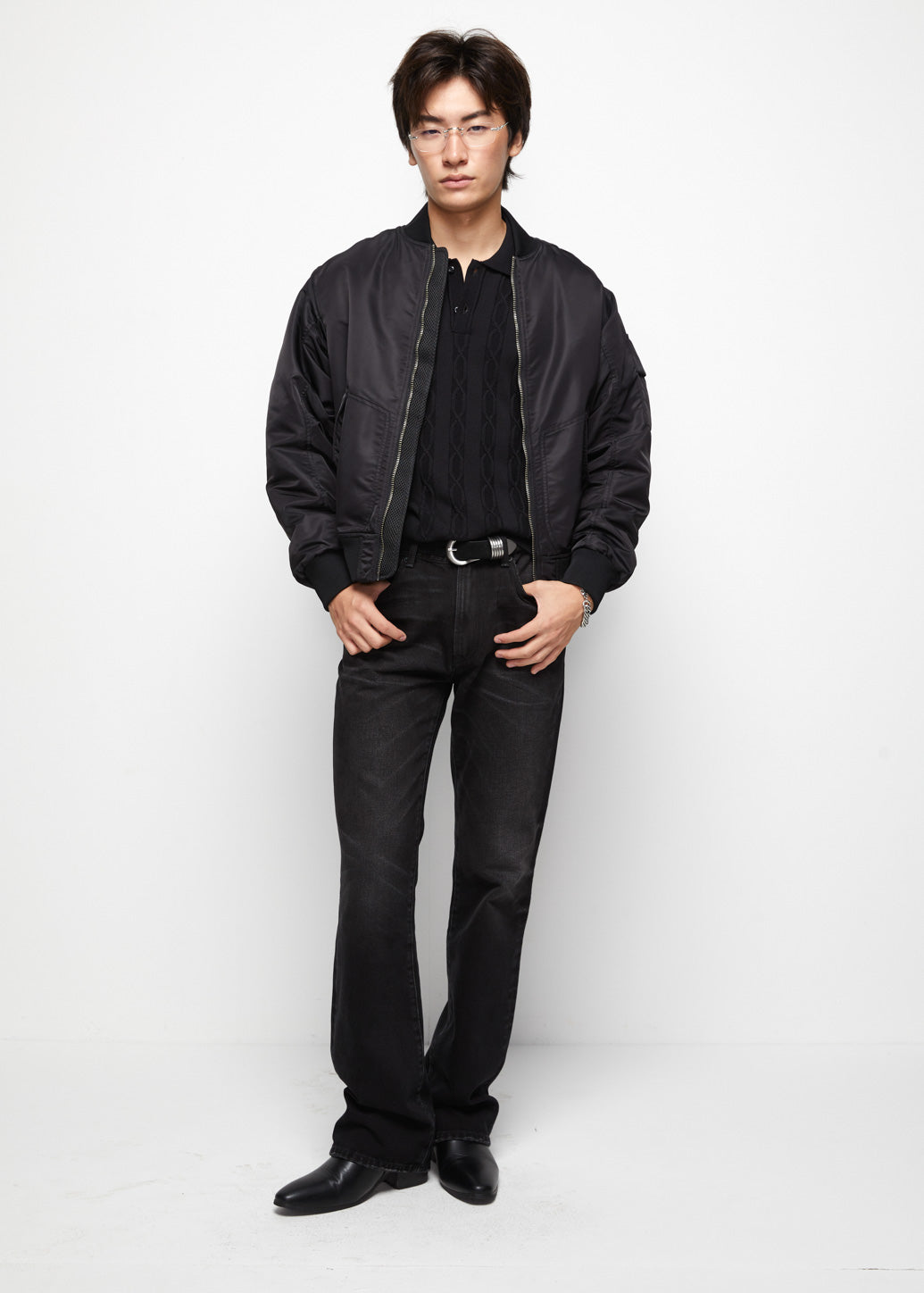 MODERN BLACK KNITTED POLO - CPS Chaps Official Store
