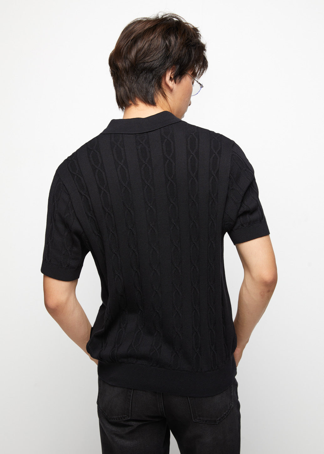 MODERN BLACK KNITTED POLO - CPS Chaps Official Store