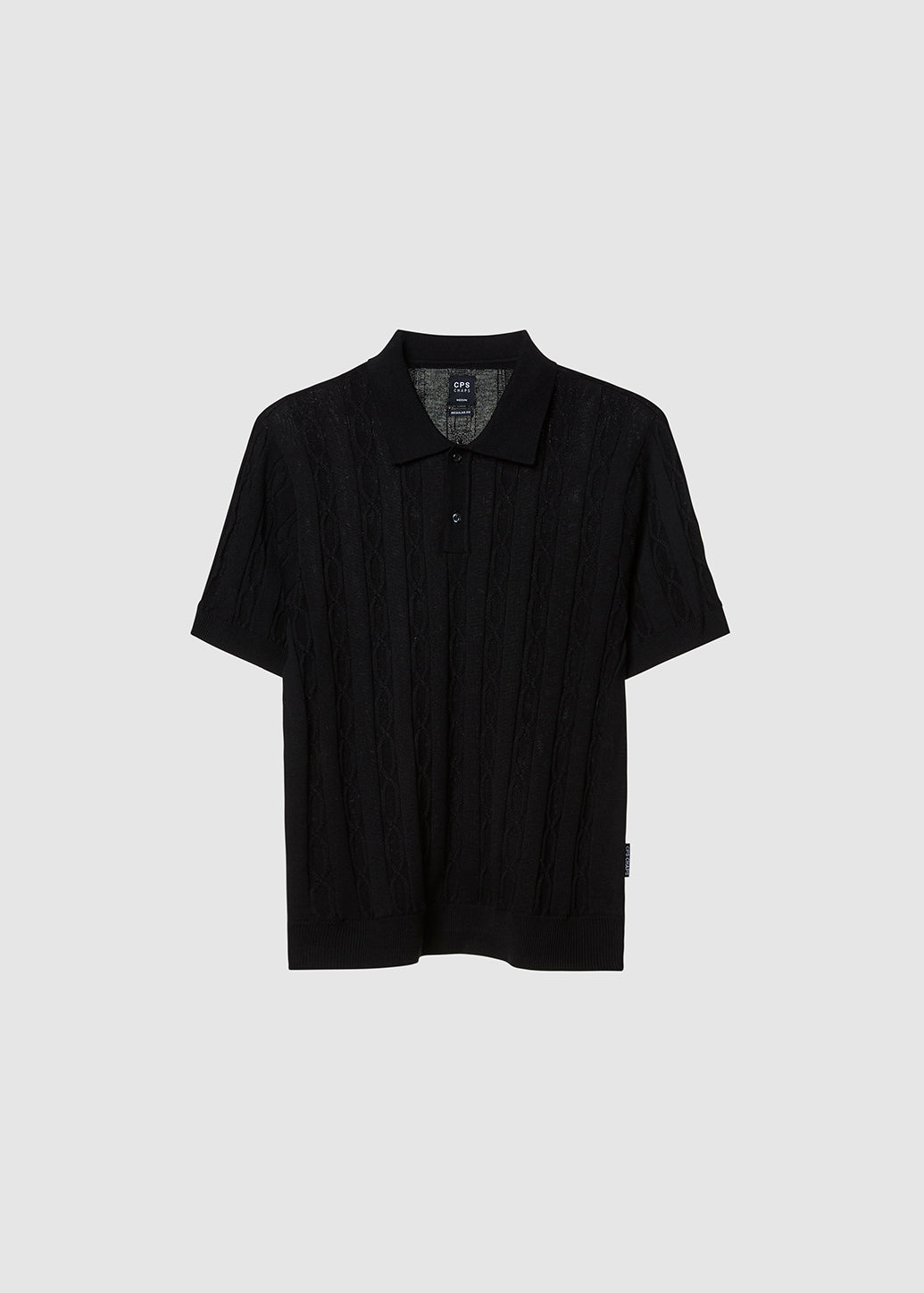 MODERN BLACK KNITTED POLO - CPS Chaps Official Store