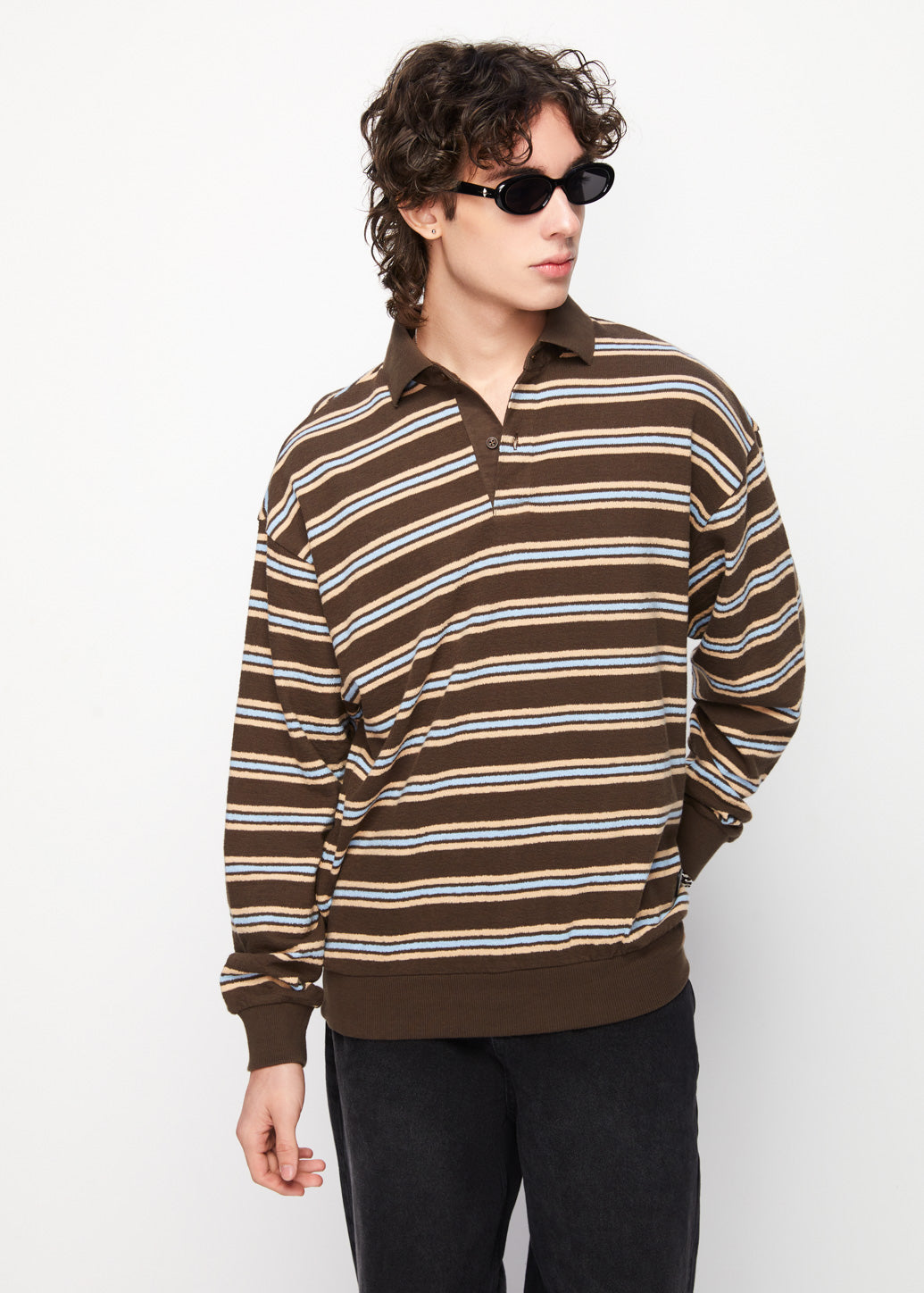 MODERN STRIPED LONG SLEEVE POLO