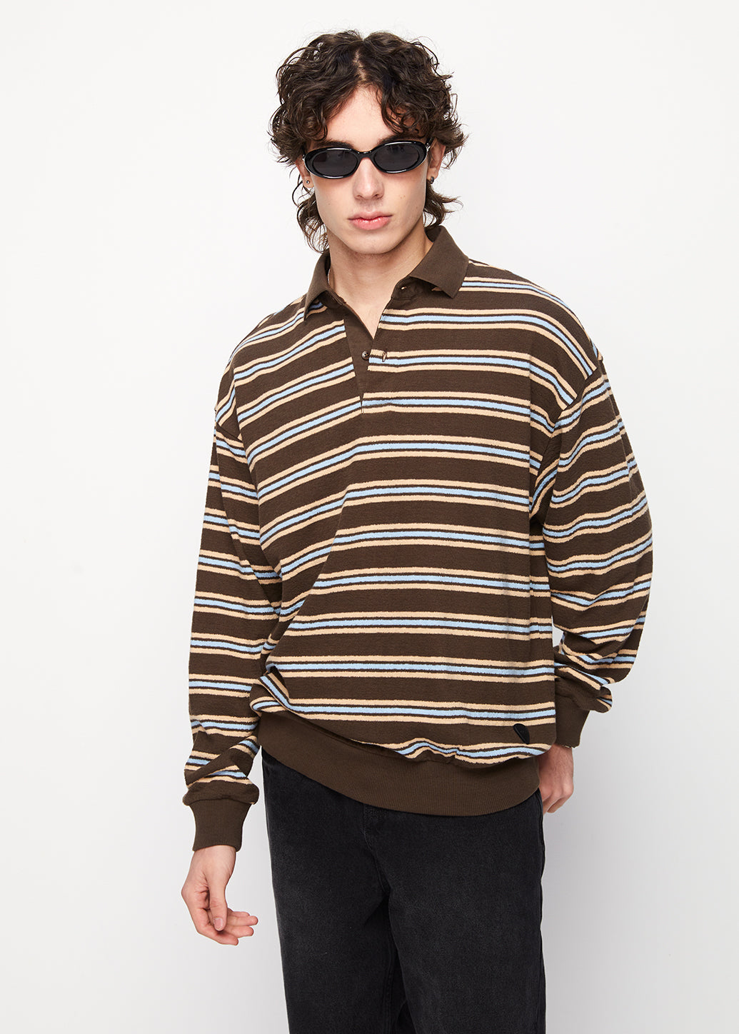 MODERN STRIPED LONG SLEEVE POLO