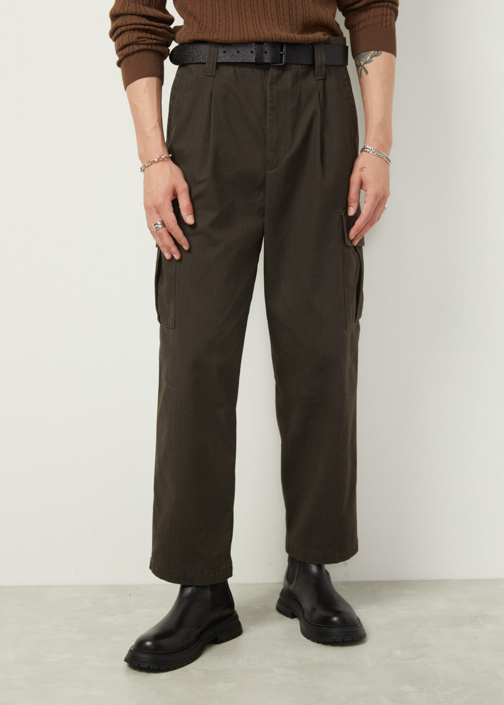 HERRINGBONE CARGO PANTS