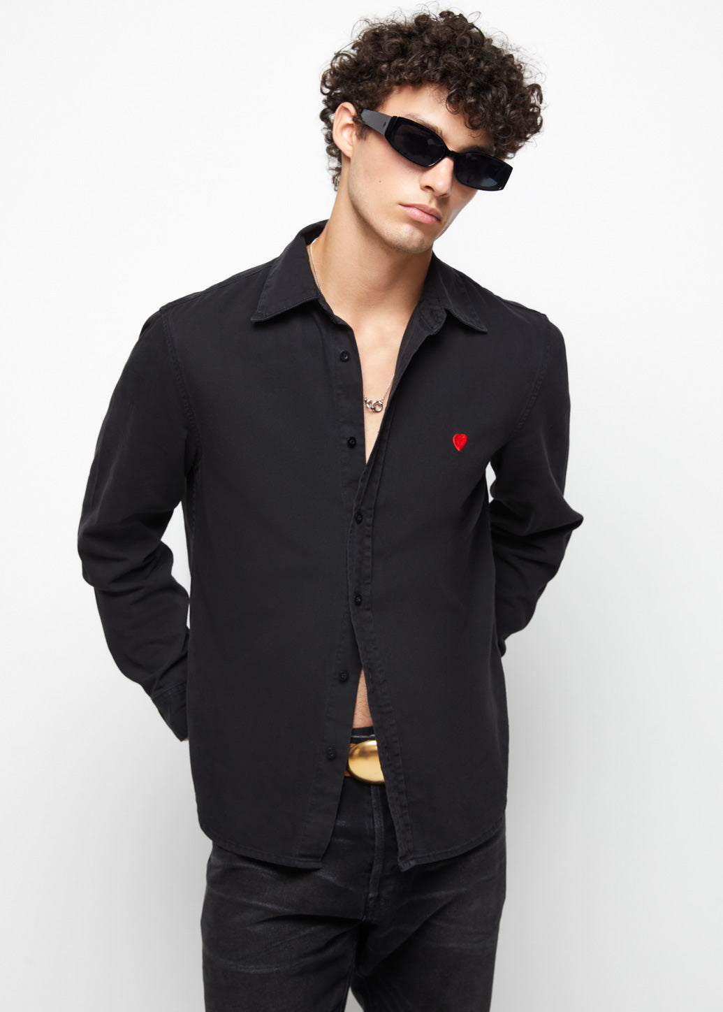 LONG SLEEVE BLACK DENIM SHIRT