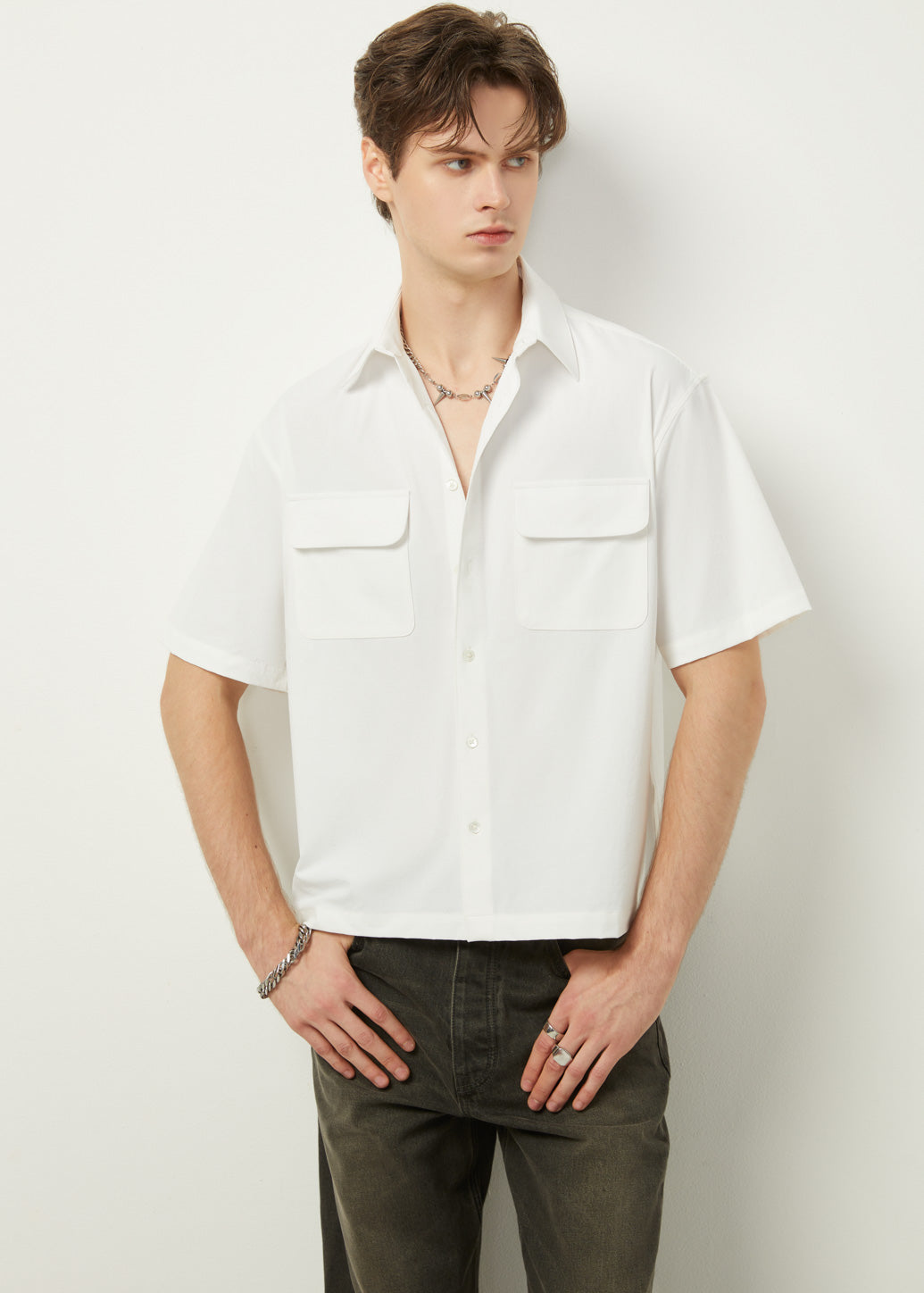 CROPPED NYLON SHIRT