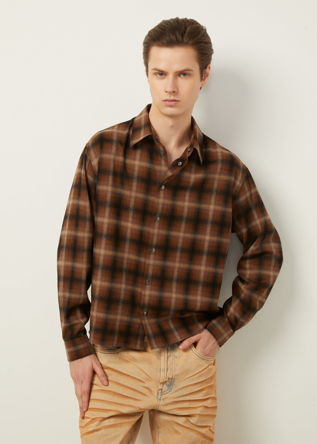BROWN CLASSIC CHECKED SHIRT