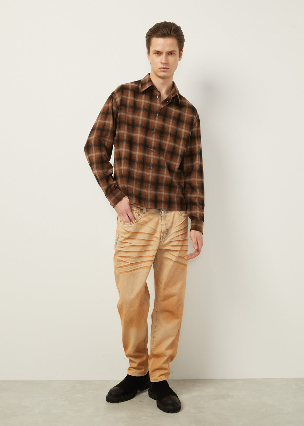 BROWN CLASSIC CHECKED SHIRT