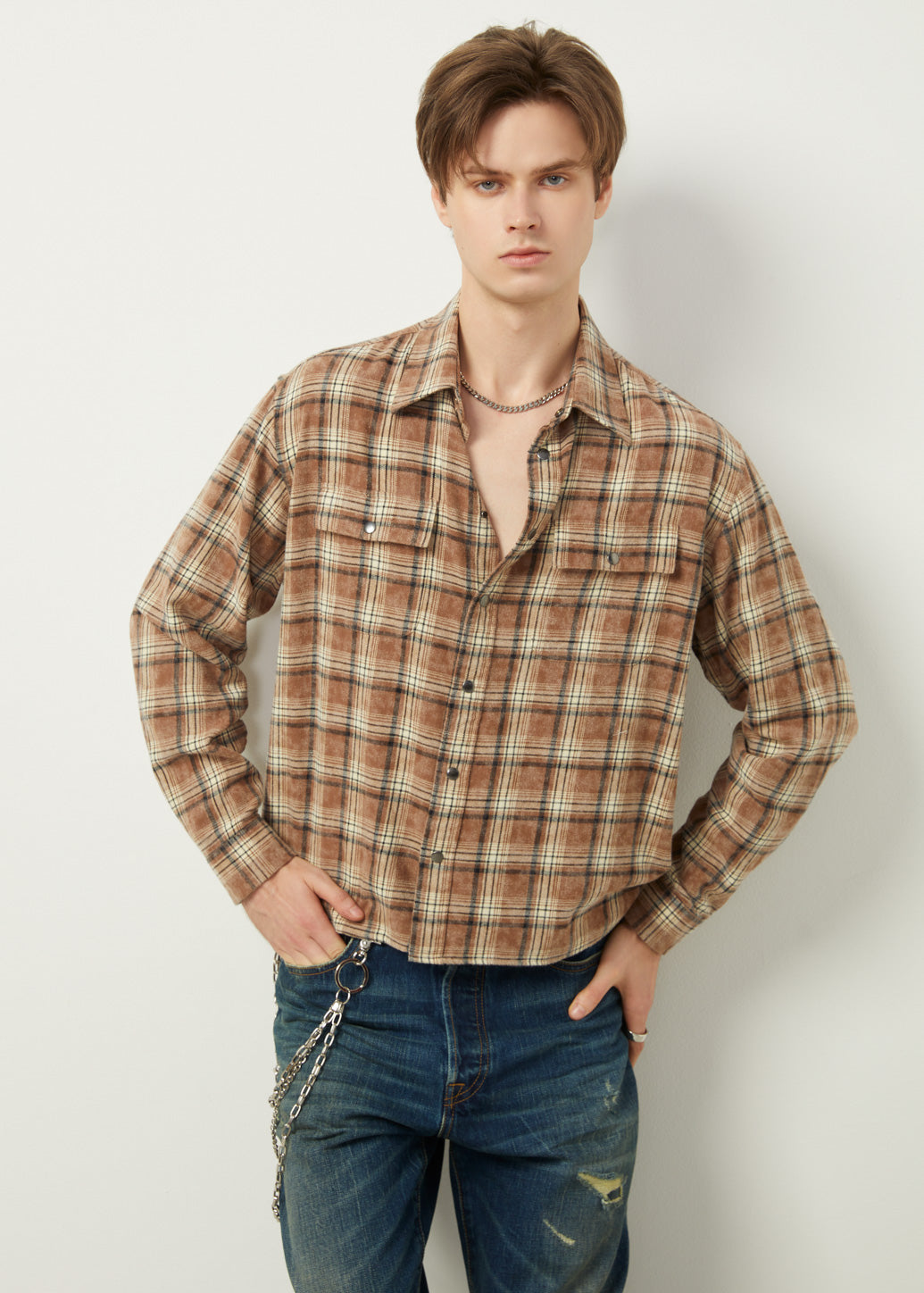 VINTAGE BROWN CHECKED SHIRT