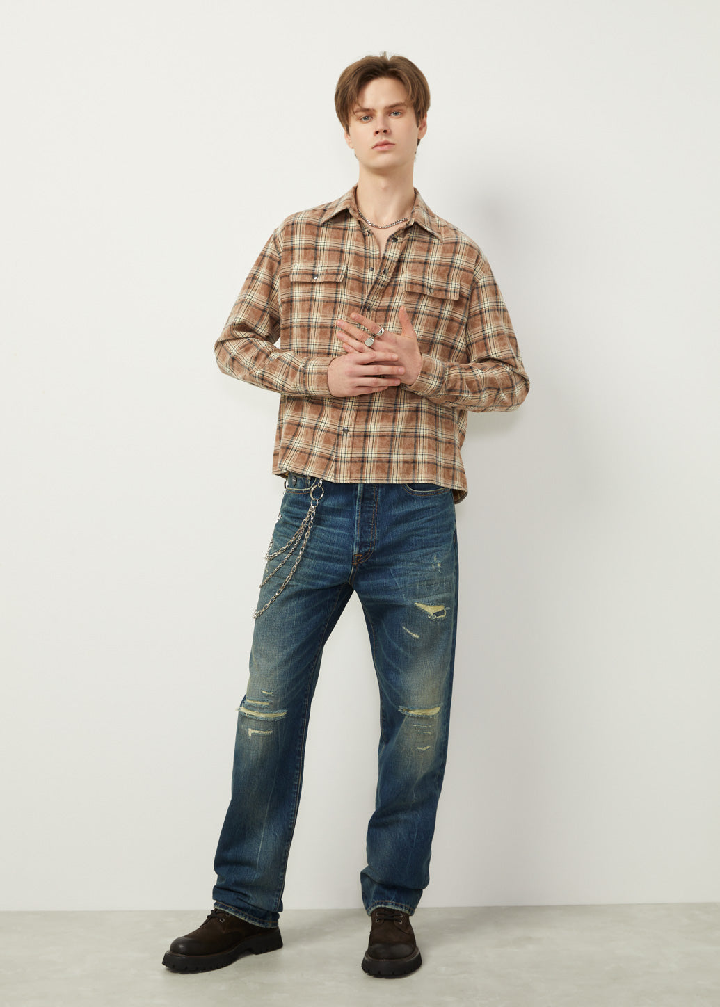 VINTAGE BROWN CHECKED SHIRT