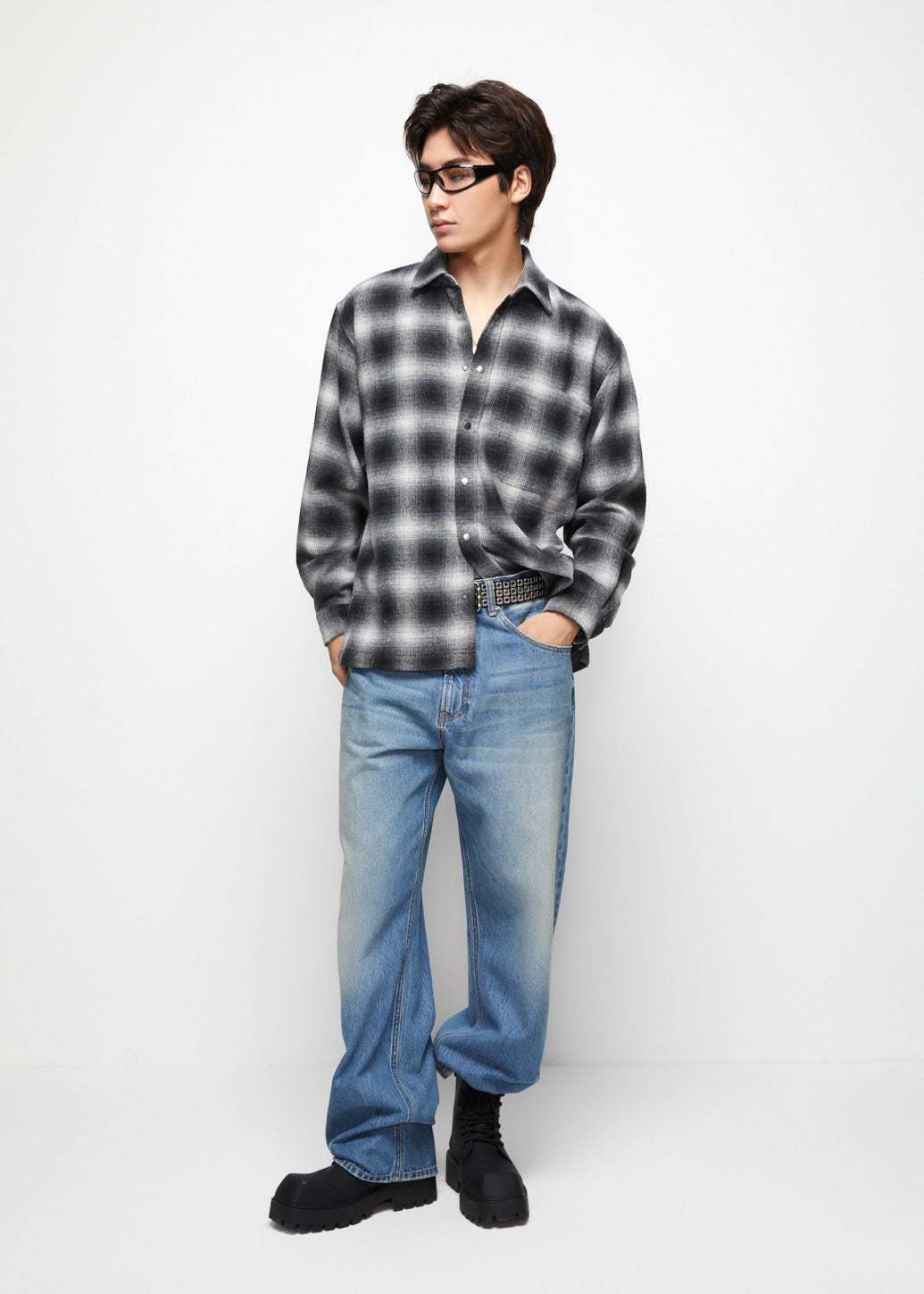 BLACK CHECKERED SHIRT - CPS Chaps Official Store