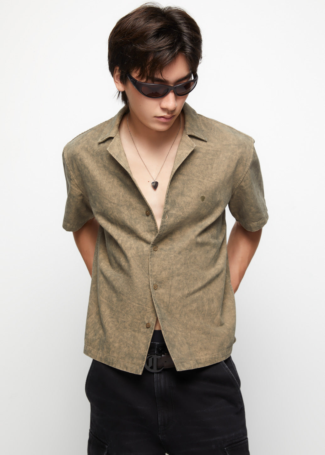 BLACK CAMP COLLAR SHIRT - CPS Chaps Official Store