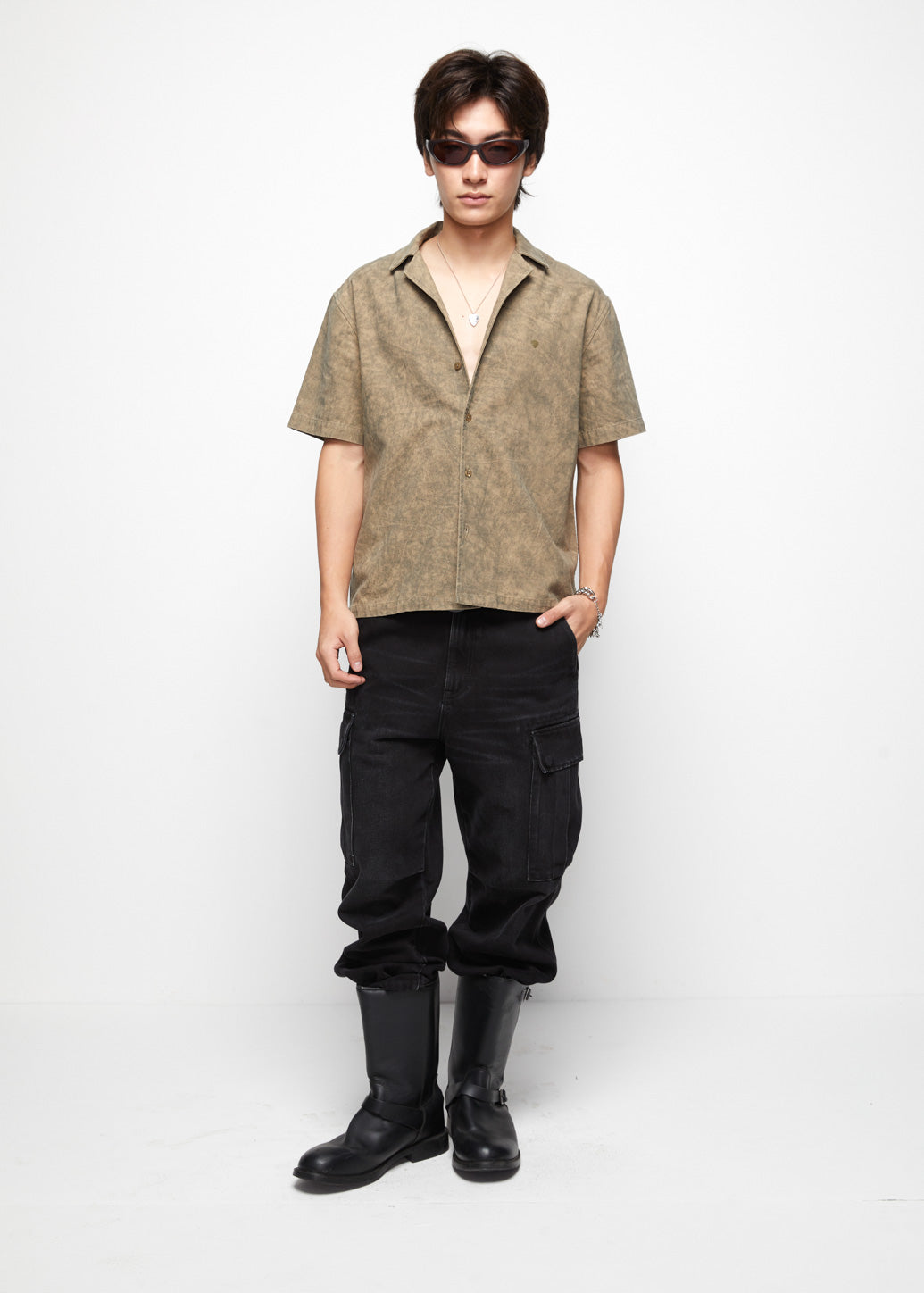 BLACK CAMP COLLAR SHIRT - CPS Chaps Official Store