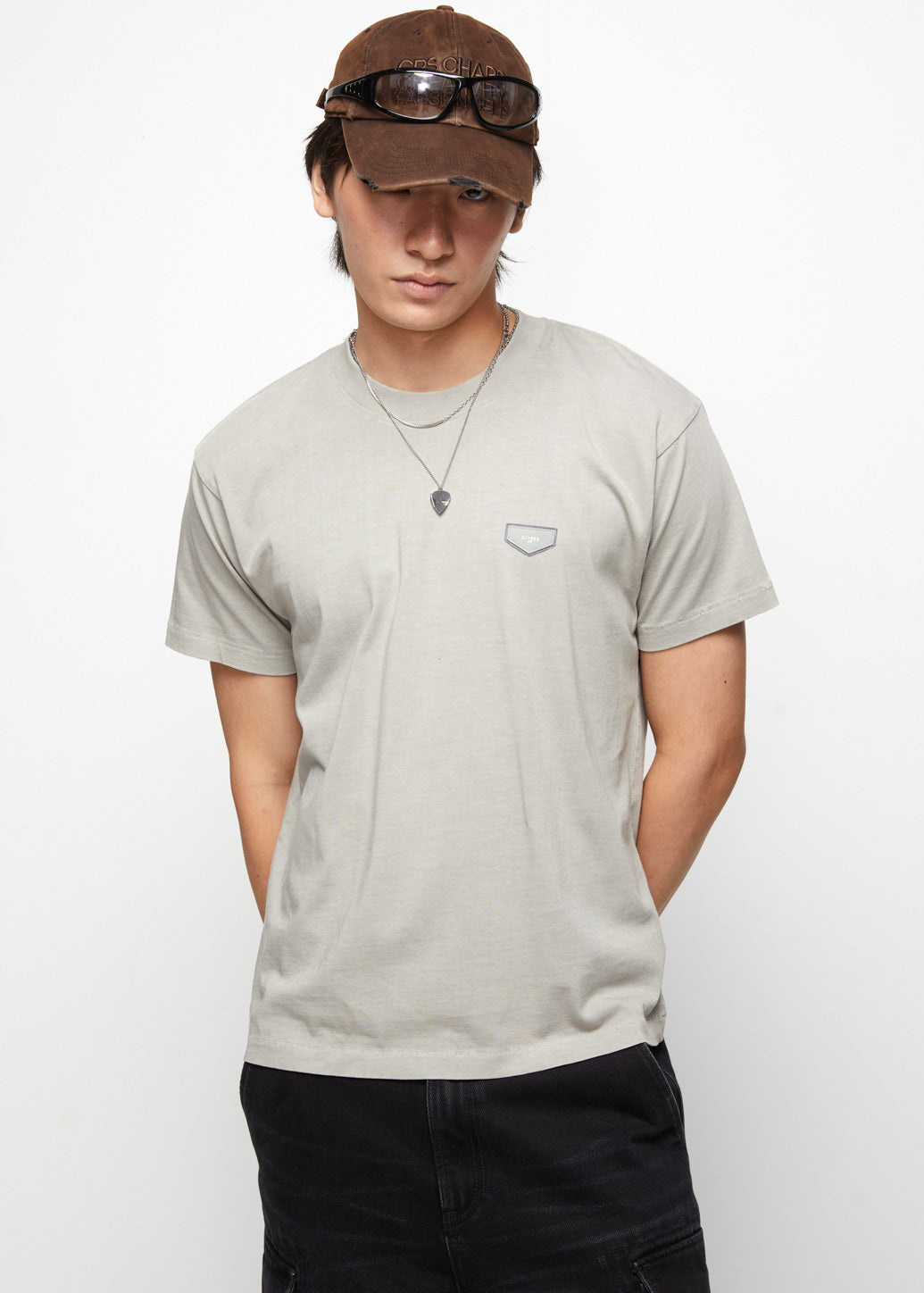 SIGNATURE GOLD EDITION LOGO TEE IN LIGHT GREY