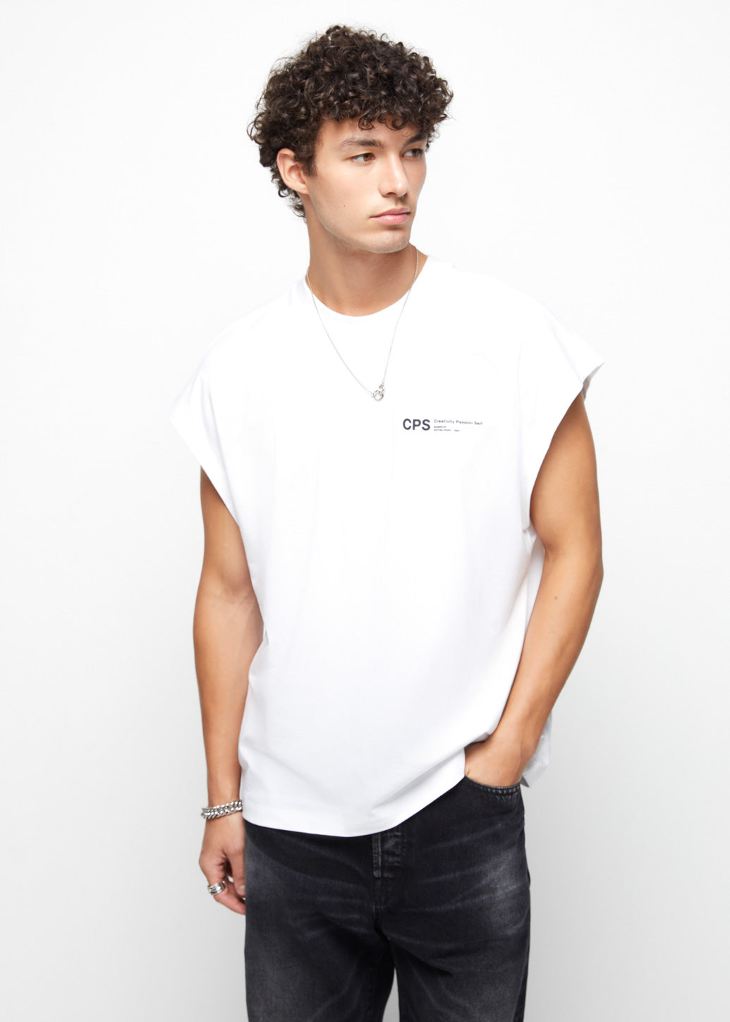 CPS SIGNATURE SLOGAN SLEEVELESS TEE - CPS Chaps Official Store