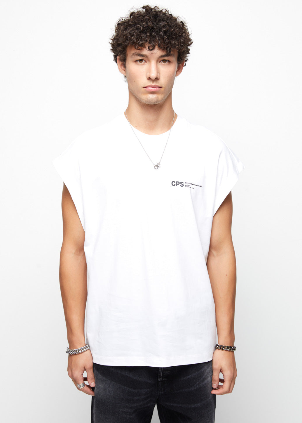 CPS SIGNATURE SLOGAN SLEEVELESS TEE - CPS Chaps Official Store