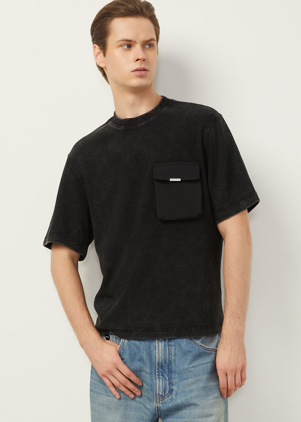WAFFLE SULFUR WASHED TEE