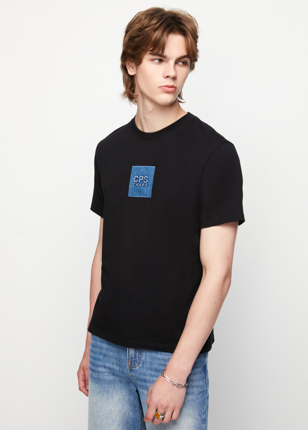 EMBOSSED DENIM BOX LOGO TEE