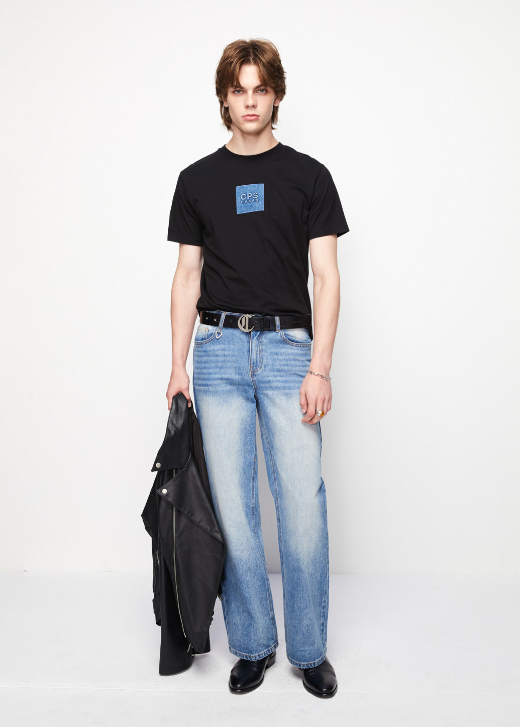 EMBOSSED DENIM BOX LOGO TEE