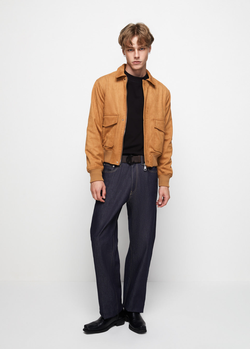 BROWN RELAXED FIT SUEDE JACKET Brown / XL