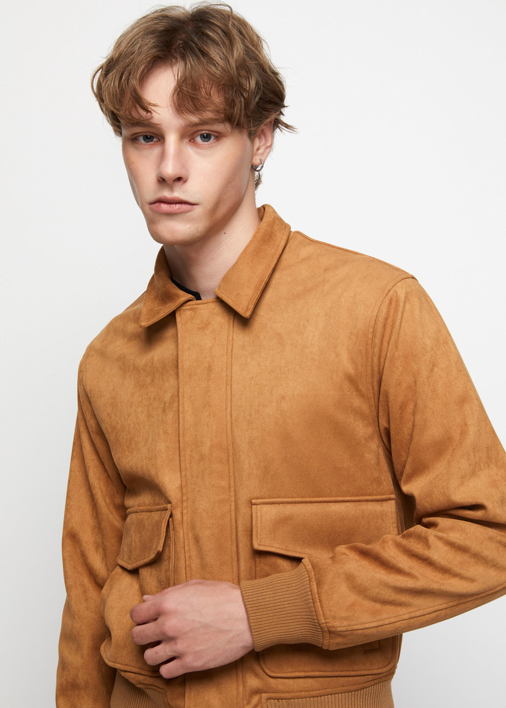 BROWN RELAXED FIT SUEDE JACKET Brown / XL