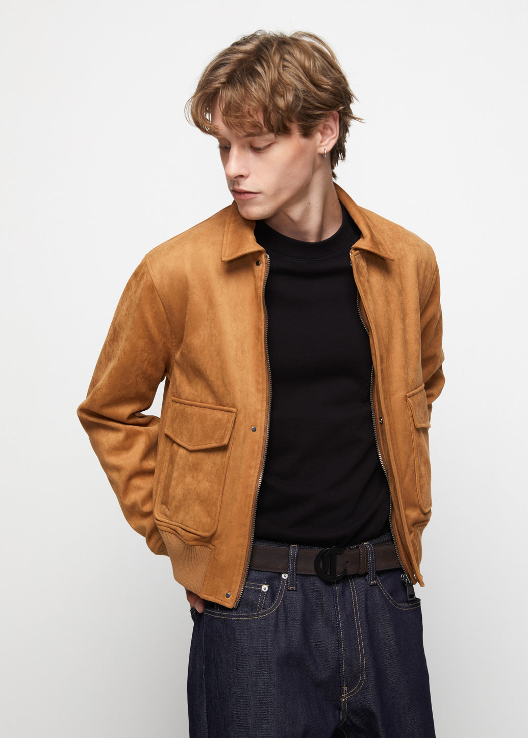 BROWN RELAXED FIT SUEDE JACKET Brown / XL