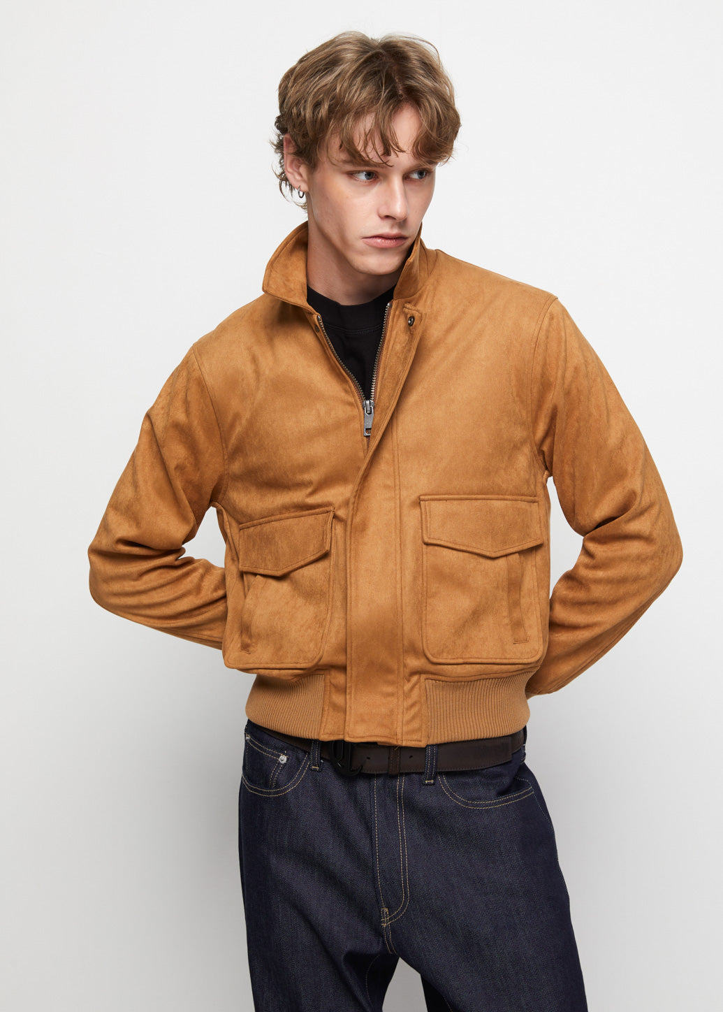 BROWN RELAXED FIT SUEDE JACKET Brown / XL