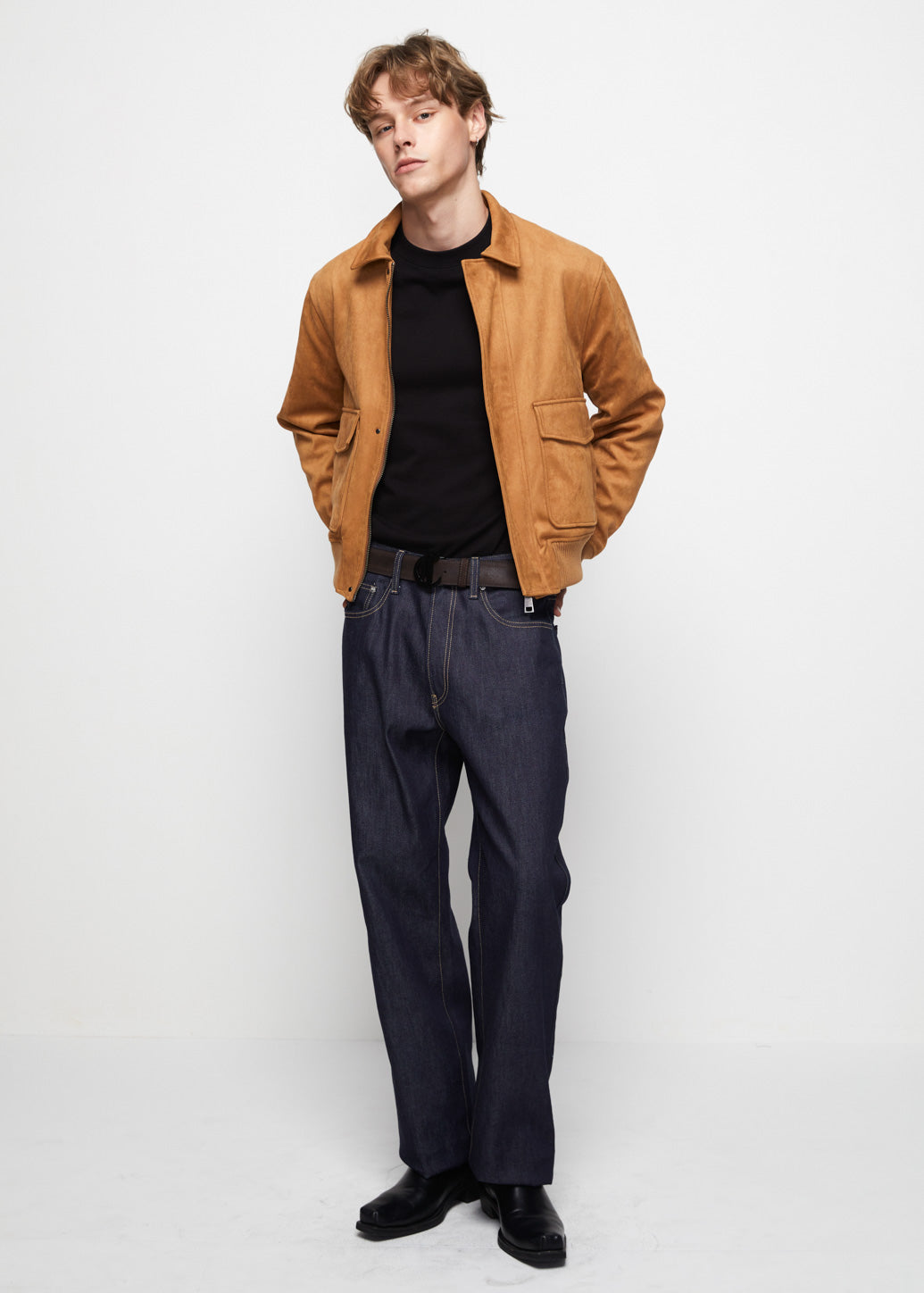 BROWN RELAXED FIT SUEDE JACKET Brown / XL