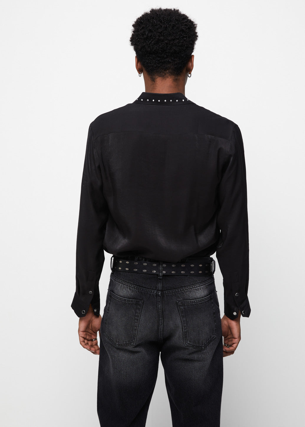 COLLAR-STUDDED SHIRT Black / XL