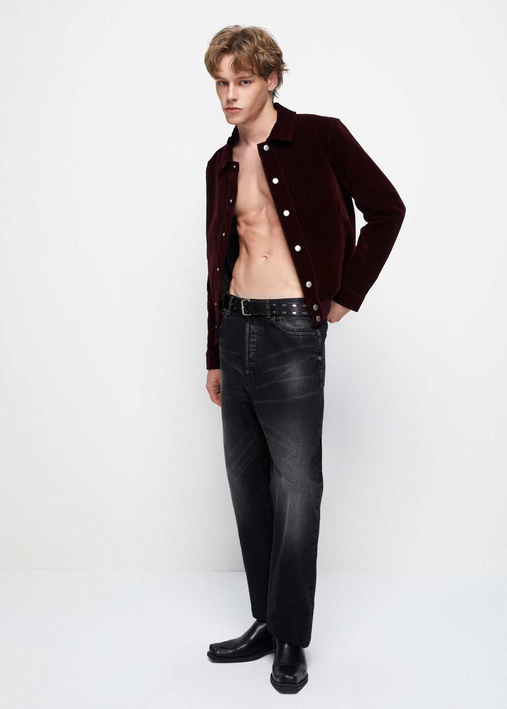 CORDUROY CROPPED BOMBER JACKET Red / XL