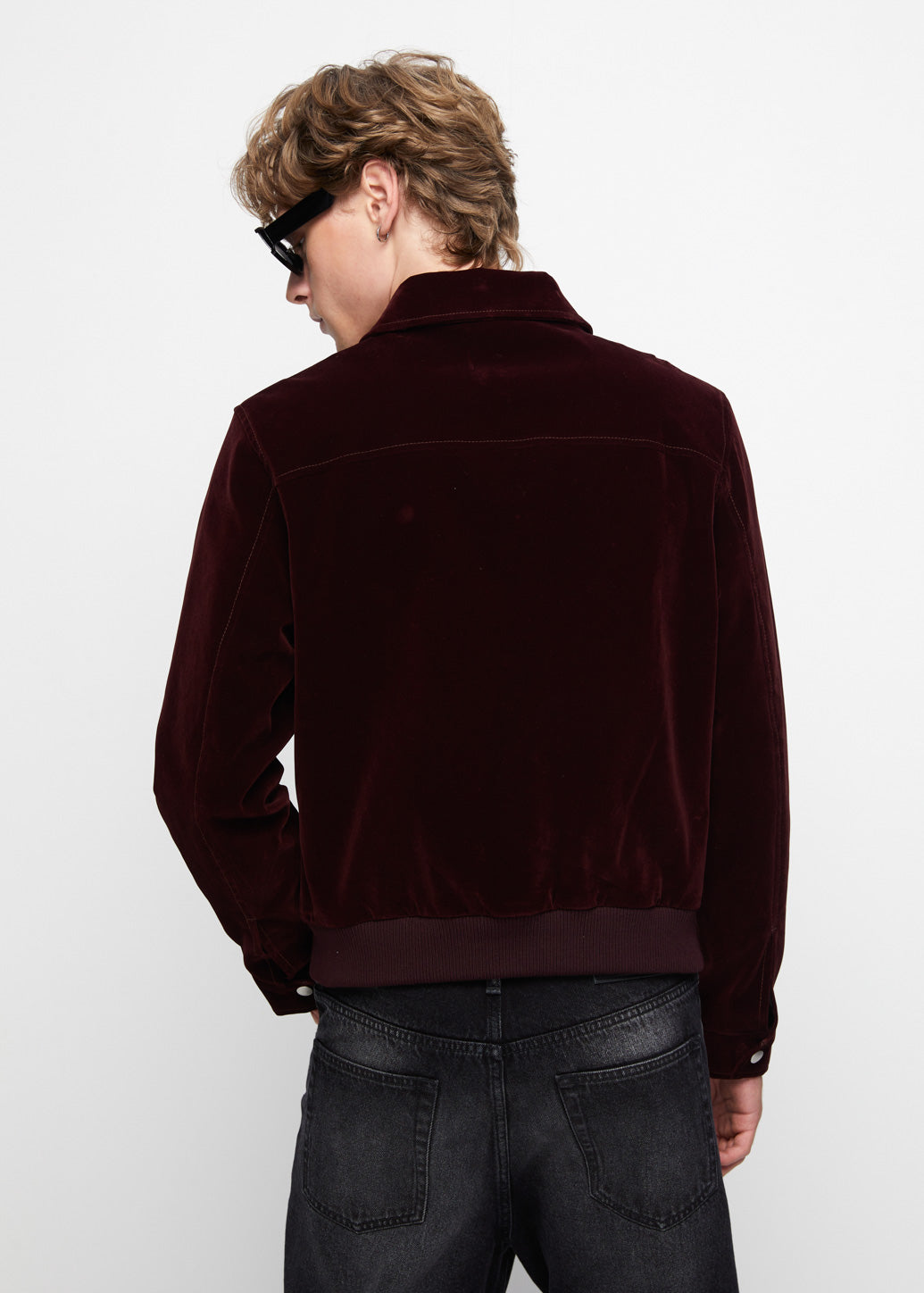 CORDUROY CROPPED BOMBER JACKET Red / XL